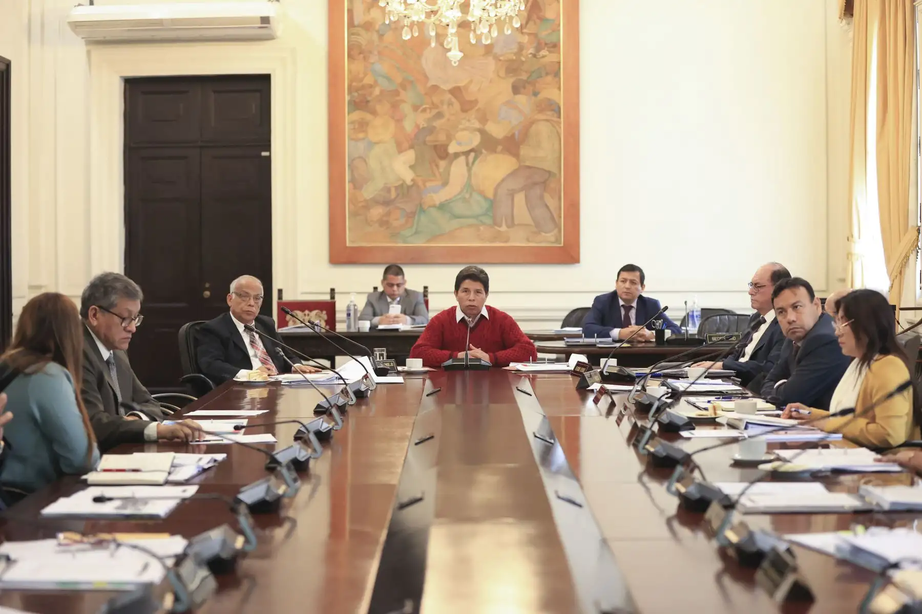 Presidente Pedro Castillo lidera una nueva sesión del Consejo de Ministros en la sede de Palacio de Gobierno. Foto: ANDINA/ Prensa Presidencia