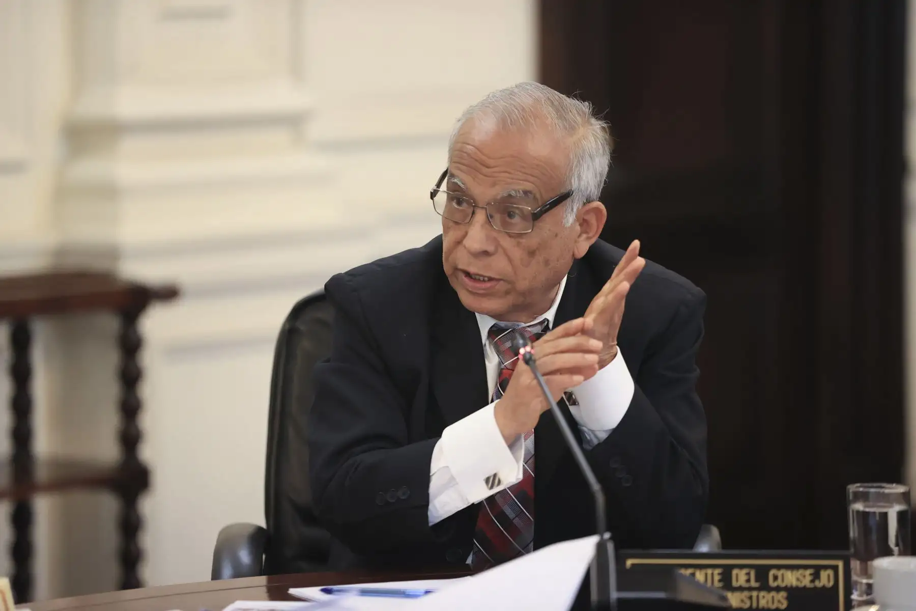 Presidente del Consejo de Ministros, Aníbal Torres, durante la sesión del Consejo de Ministros en la sede de Palacio de Gobierno. Foto: ANDINA/ Prensa Presidencia