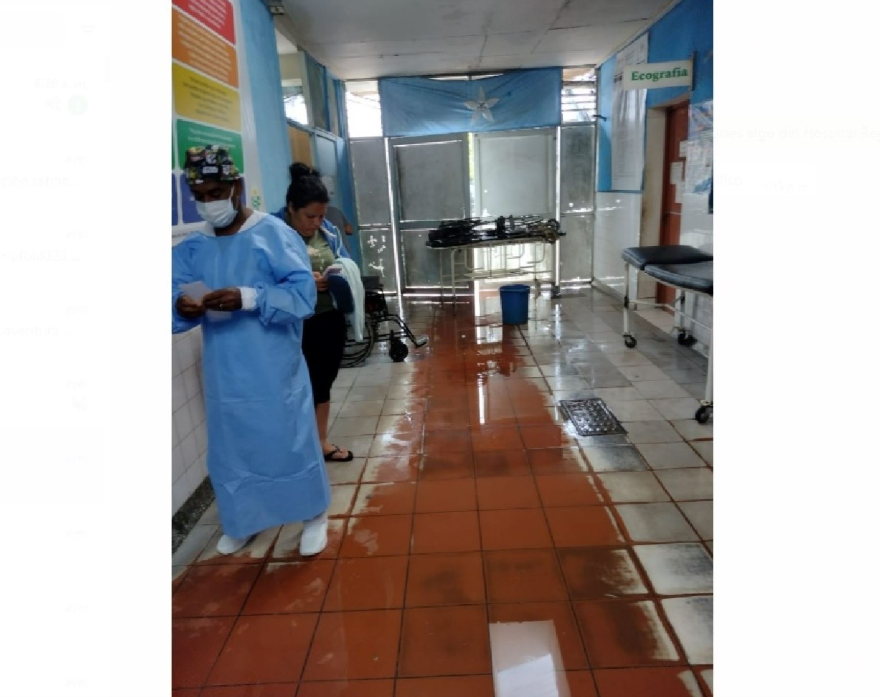 El Hospital Regional de Pucallpa resultó seriamente afectado por la lluvia intensa y vientos fuertes que se registraron el martes 1 de noviembre en la capital de la región Ucayali. Foto: ANDINA/difusión.