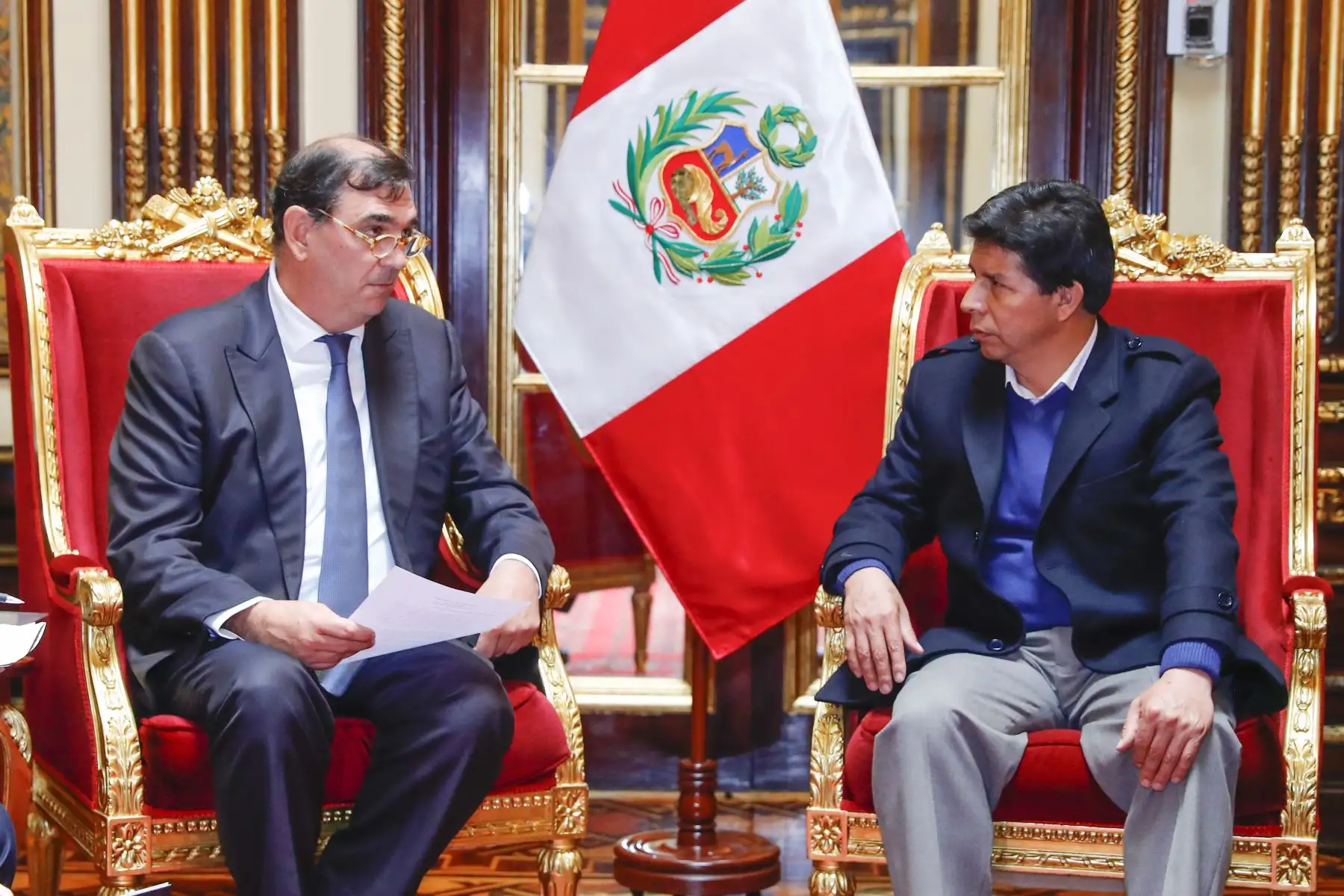 Jefe de Estado Pedro Castillo, sostiene audiencia con miembros del capítulo peruano del Consejo Consultivo Empresarial del APEC – ABAC Perú. Foto: ANDINA/ Prensa Presidencia