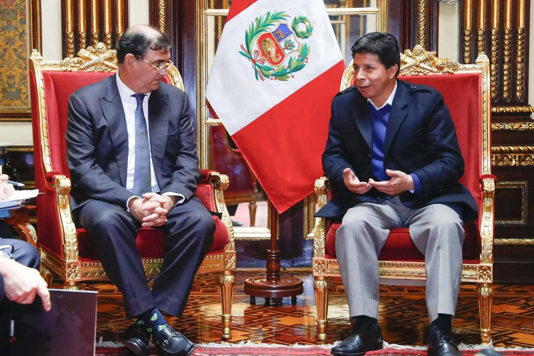 Jefe de Estado Pedro Castillo, sostiene audiencia con miembros del capítulo peruano del Consejo Consultivo Empresarial del APEC – ABAC Perú. Foto: ANDINA/ Prensa Presidencia