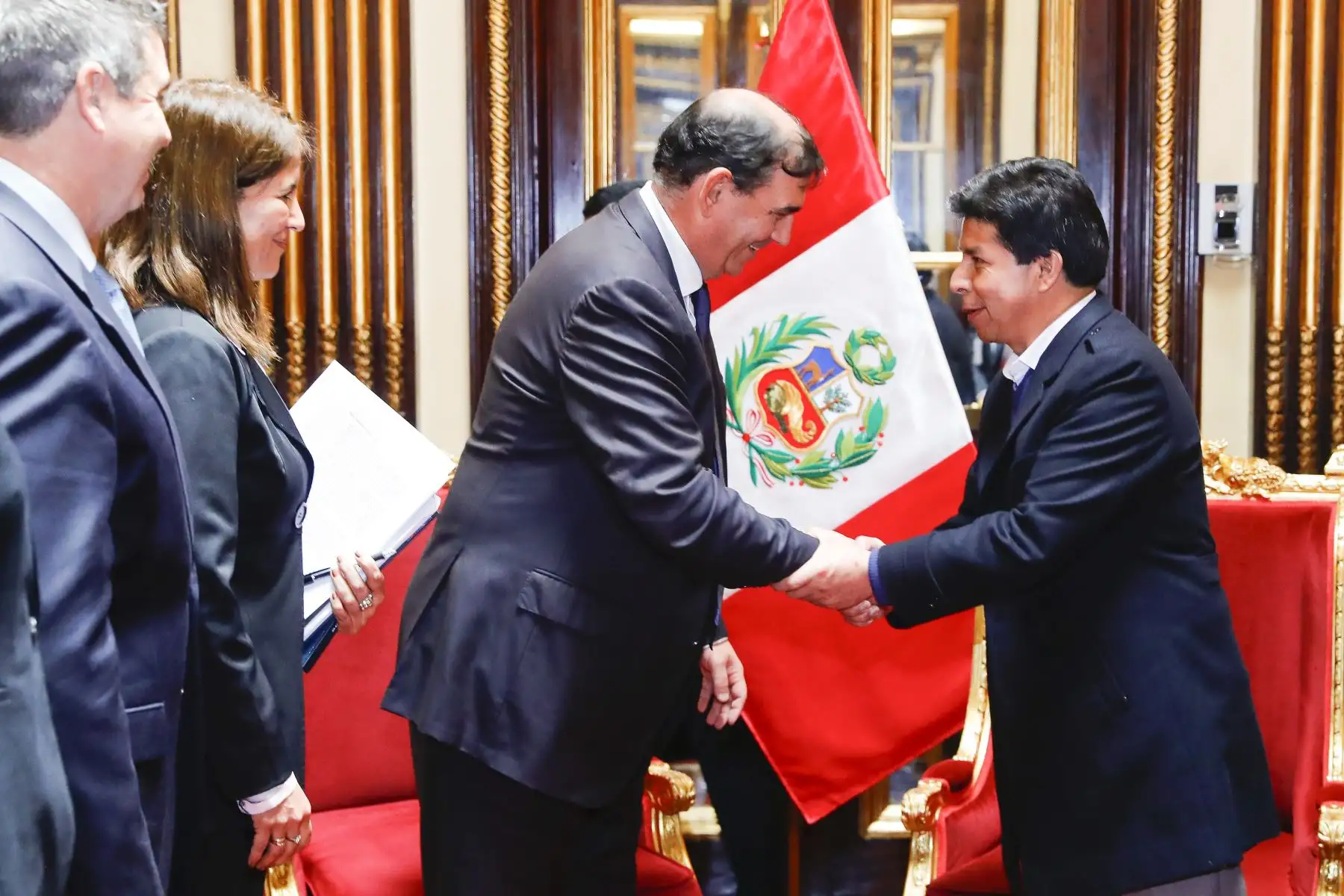 Jefe de Estado Pedro Castillo, sostiene audiencia con miembros del capítulo peruano del Consejo Consultivo Empresarial del APEC – ABAC Perú. Foto: ANDINA/ Prensa Presidencia