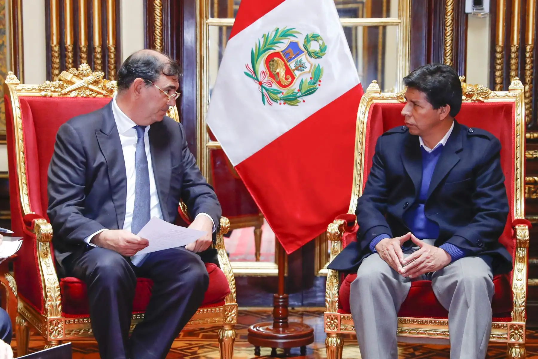 Jefe de Estado Pedro Castillo, sostiene audiencia con miembros del capítulo peruano del Consejo Consultivo Empresarial del APEC – ABAC Perú. Foto: ANDINA/ Prensa Presidencia