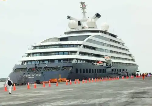 La economía de Trujillo se reactiva gracias al arribo de cruceros de lujo como el Scenic Eclipse, que arribó hace unas semanas al puerto de Salaverry. Foto cortesía: terminal Salaverry.