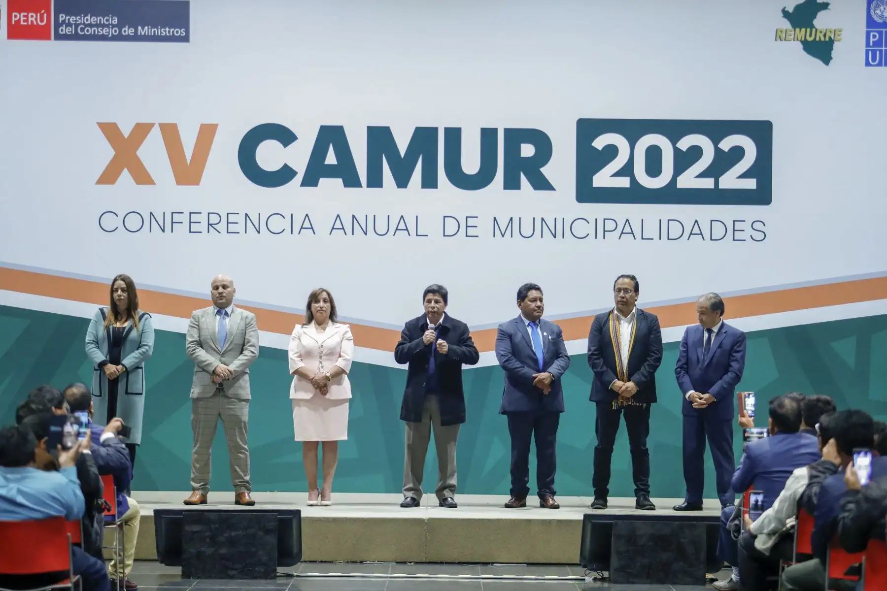 El jefe de Estado, Pedro Castillo Terrones, participa en la XV Conferencia Anual de Municipalidades Urbanas y Rurales – CAMUR 2022. Foto: ANDINA/Prensa Presidencia