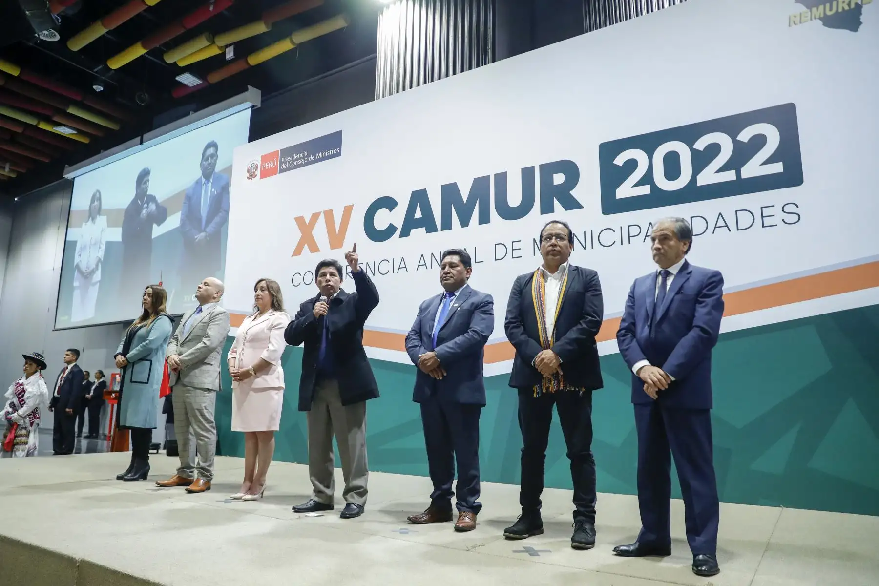 El jefe de Estado, Pedro Castillo Terrones, participa en la XV Conferencia Anual de Municipalidades Urbanas y Rurales – CAMUR 2022. Foto: ANDINA/Prensa Presidencia