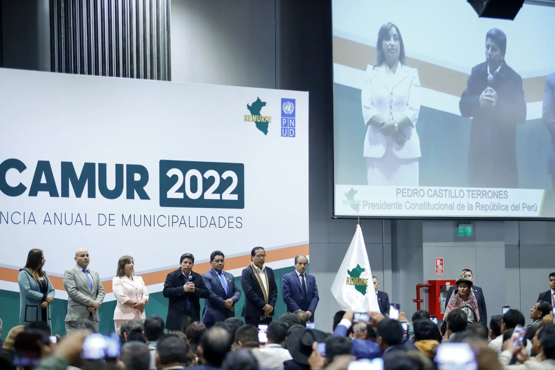 El jefe de Estado, Pedro Castillo Terrones, participa en la XV Conferencia Anual de Municipalidades Urbanas y Rurales – CAMUR 2022. Foto: ANDINA/Prensa Presidencia