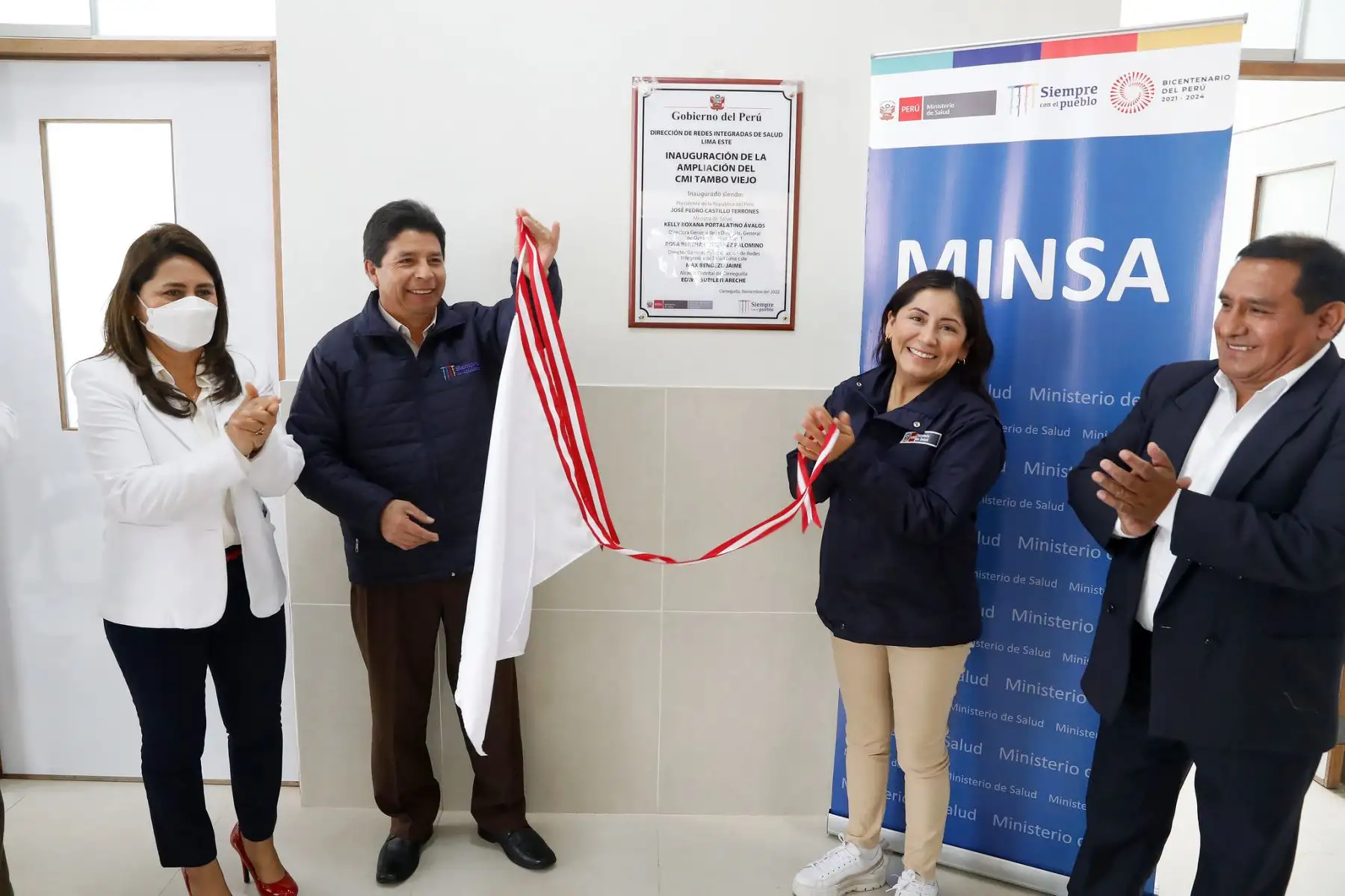 El presidente de la República, Pedro Castillo, participa  en la inauguración de la ampliación del centro materno infantil "Tambo Viejo", en el distrito de Cieneguilla. Foto: ANDINA/ Prensa Presidencia