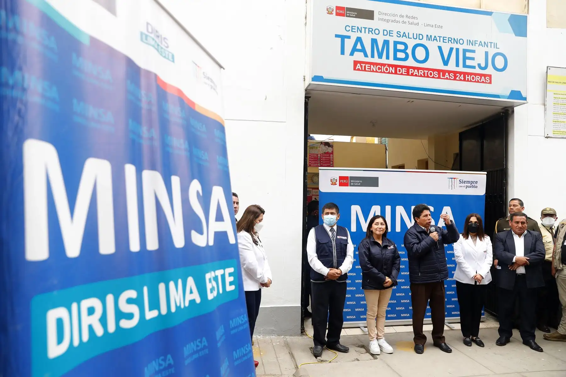 El presidente de la República, Pedro Castillo, participa  en la inauguración de la ampliación del centro materno infantil "Tambo Viejo", en el distrito de Cieneguilla. Foto: ANDINA/ Prensa Presidencia