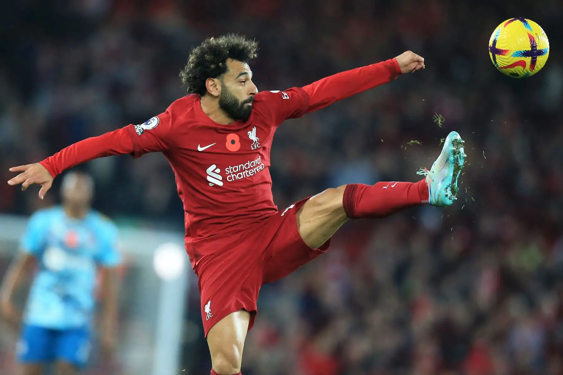 El delantero egipcio del Liverpool, Mohamed Salah, en acción durante el partido de la Premier League. Foto: EFE