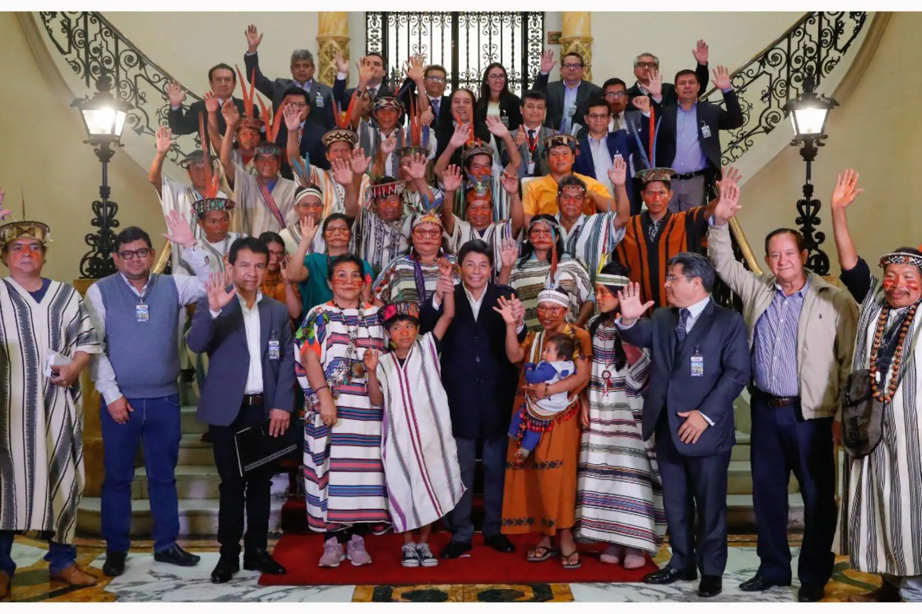 Presidente Pedro Castillo se reúne con dirigentes asháninkas en Palacio de Gobierno. Foto: ANDINA/ Prensa Presidencia