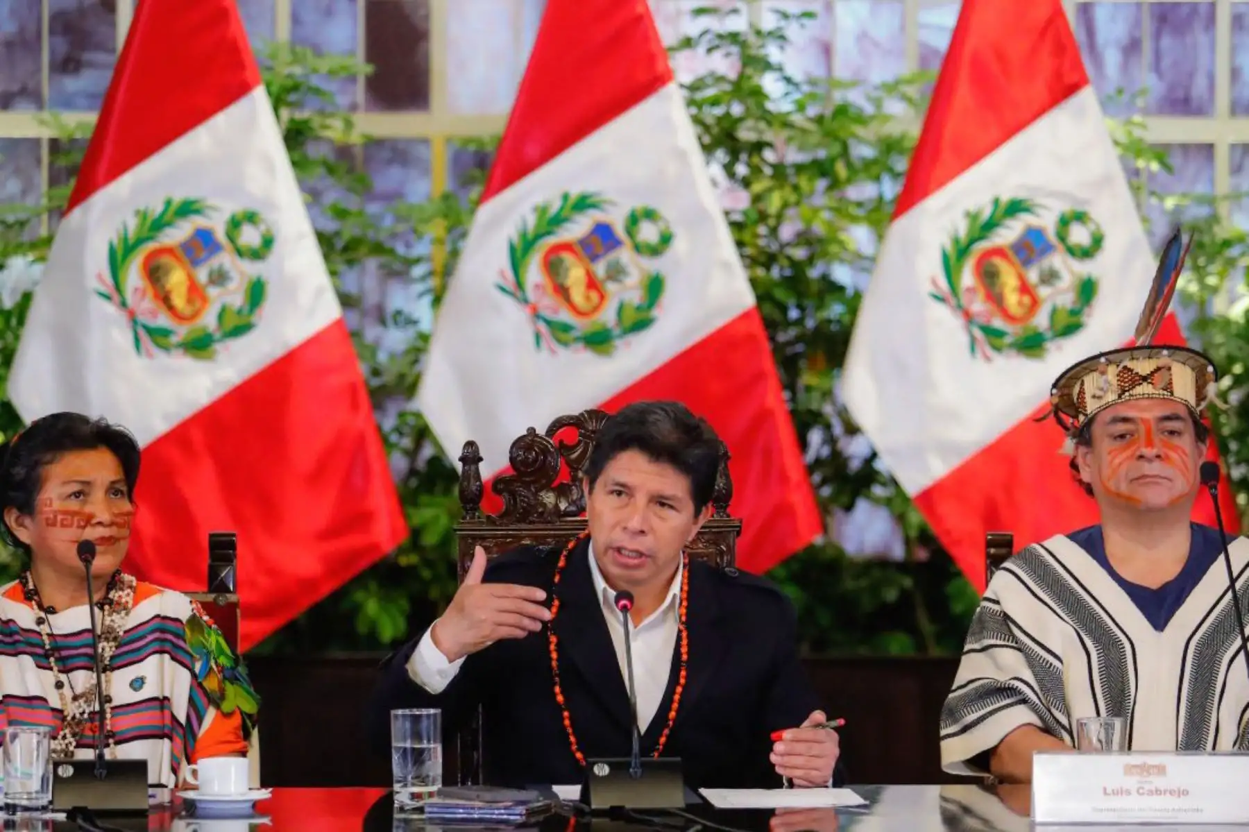 Presidente Pedro Castillo se reúne con dirigentes asháninkas en Palacio de Gobierno. Foto: ANDINA/ Prensa Presidencia