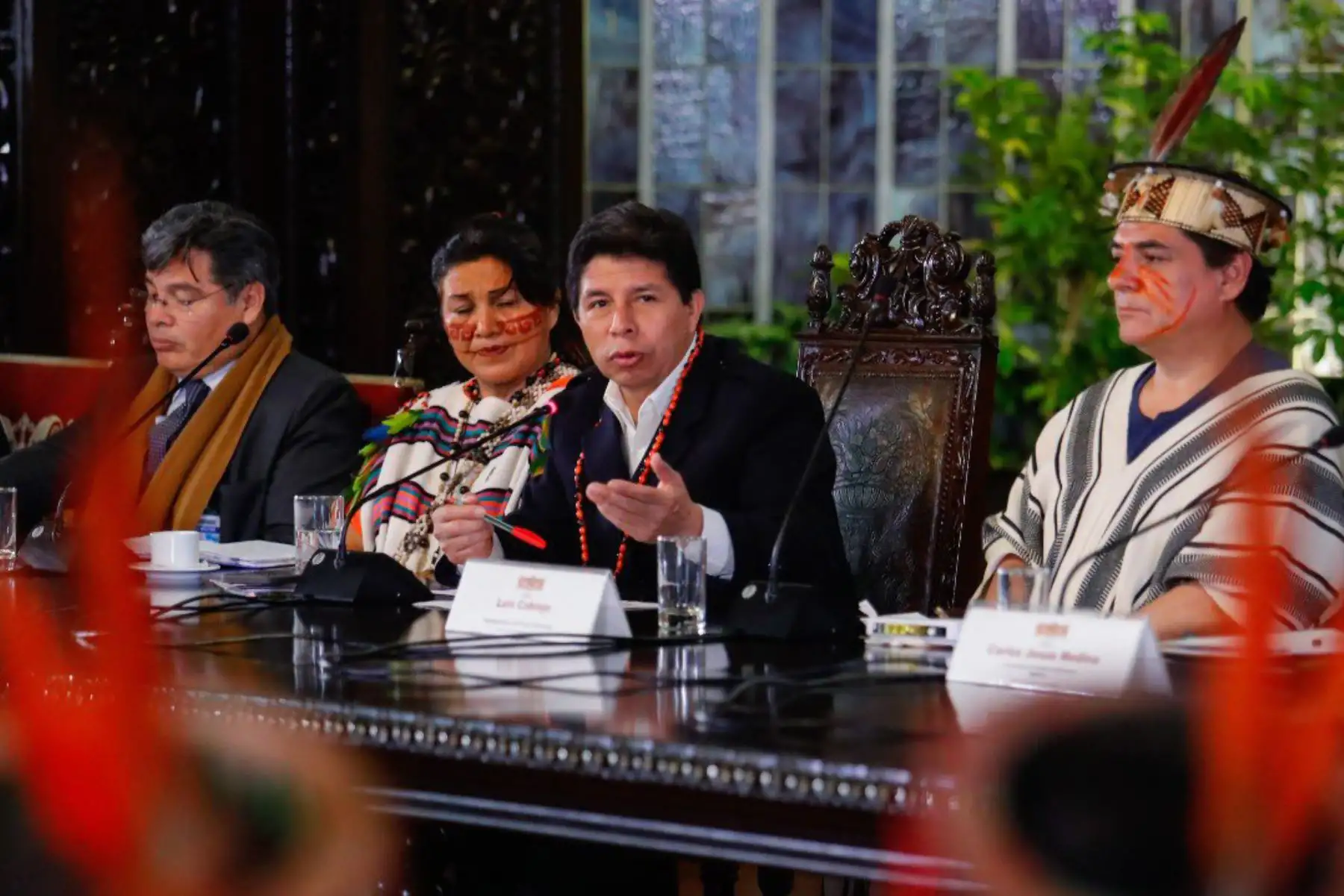 Presidente Pedro Castillo se reúne con dirigentes asháninkas en Palacio de Gobierno. Foto: ANDINA/ Prensa Presidencia