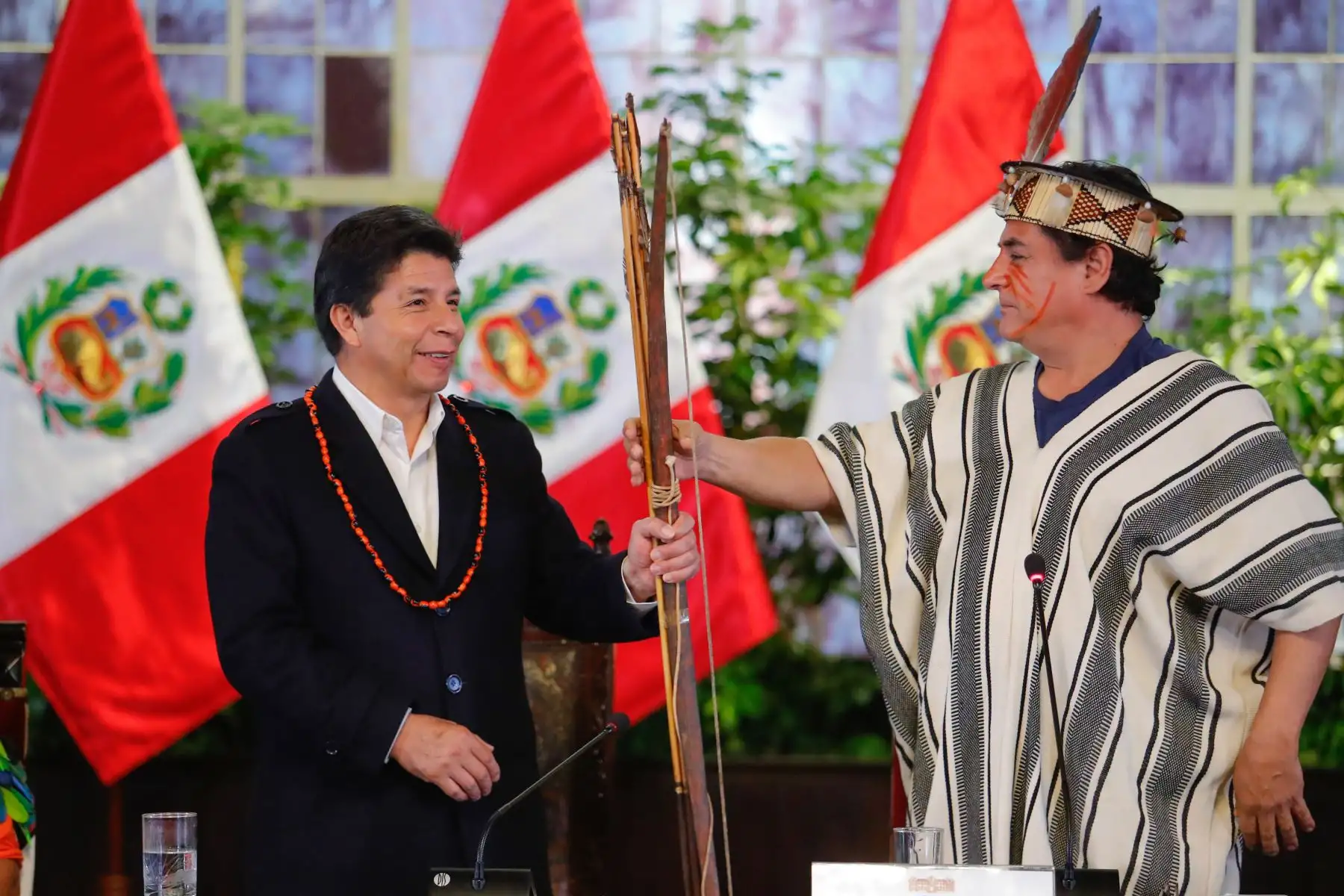 Presidente Pedro Castillo se reúne con dirigentes asháninkas en Palacio de Gobierno. Foto: ANDINA/ Prensa Presidencia