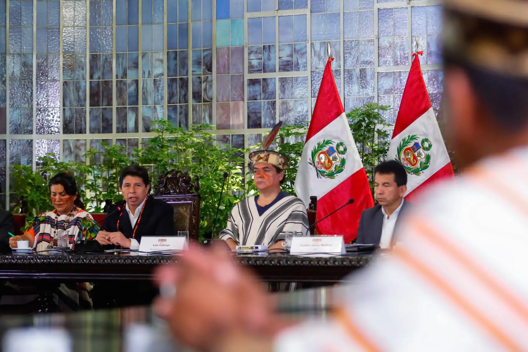 Presidente Pedro Castillo se reúne con dirigentes asháninkas en Palacio de Gobierno. Foto: ANDINA/ Prensa Presidencia