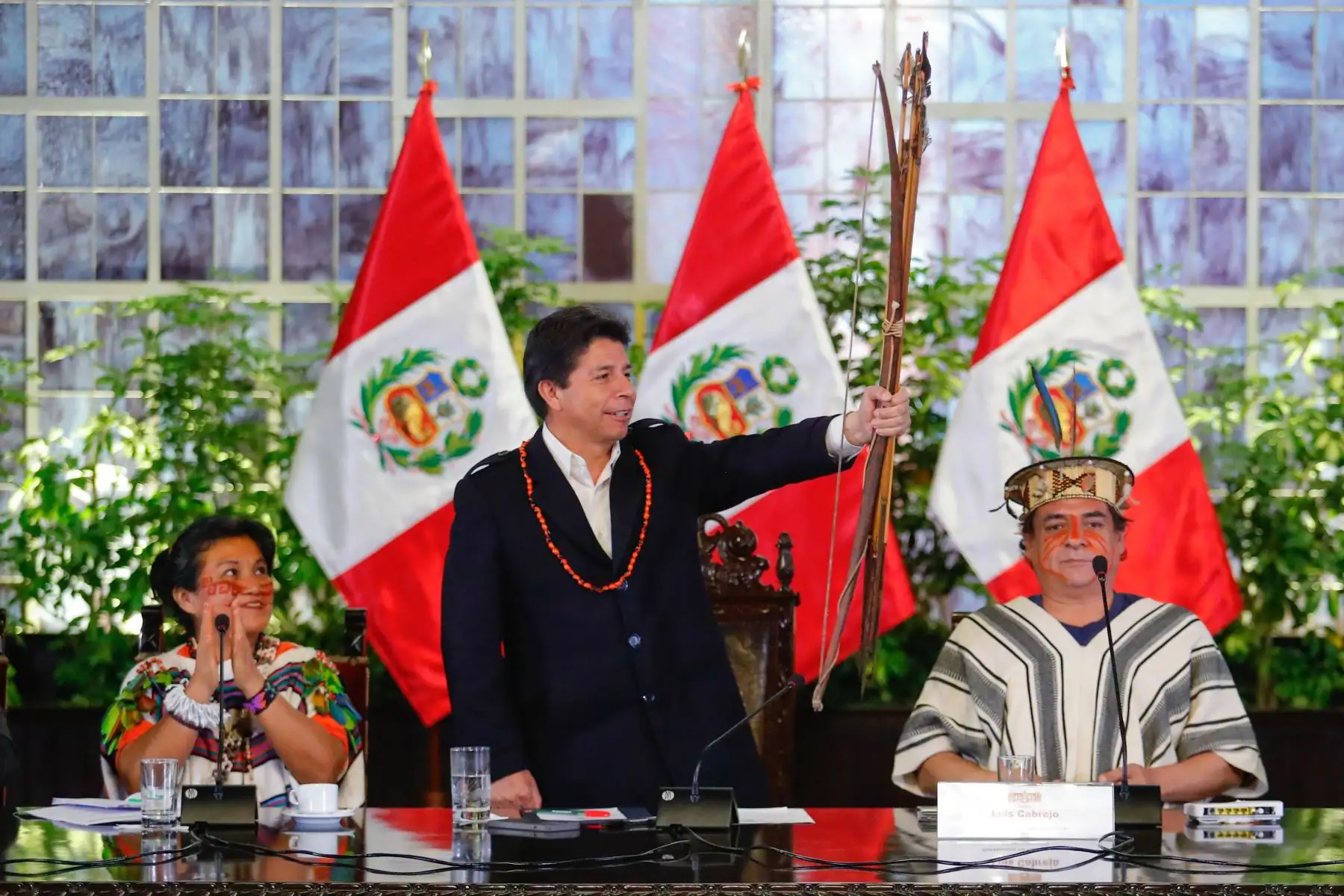 Presidente Pedro Castillo se reúne con dirigentes asháninkas en Palacio de Gobierno. Foto: ANDINA/ Prensa Presidencia