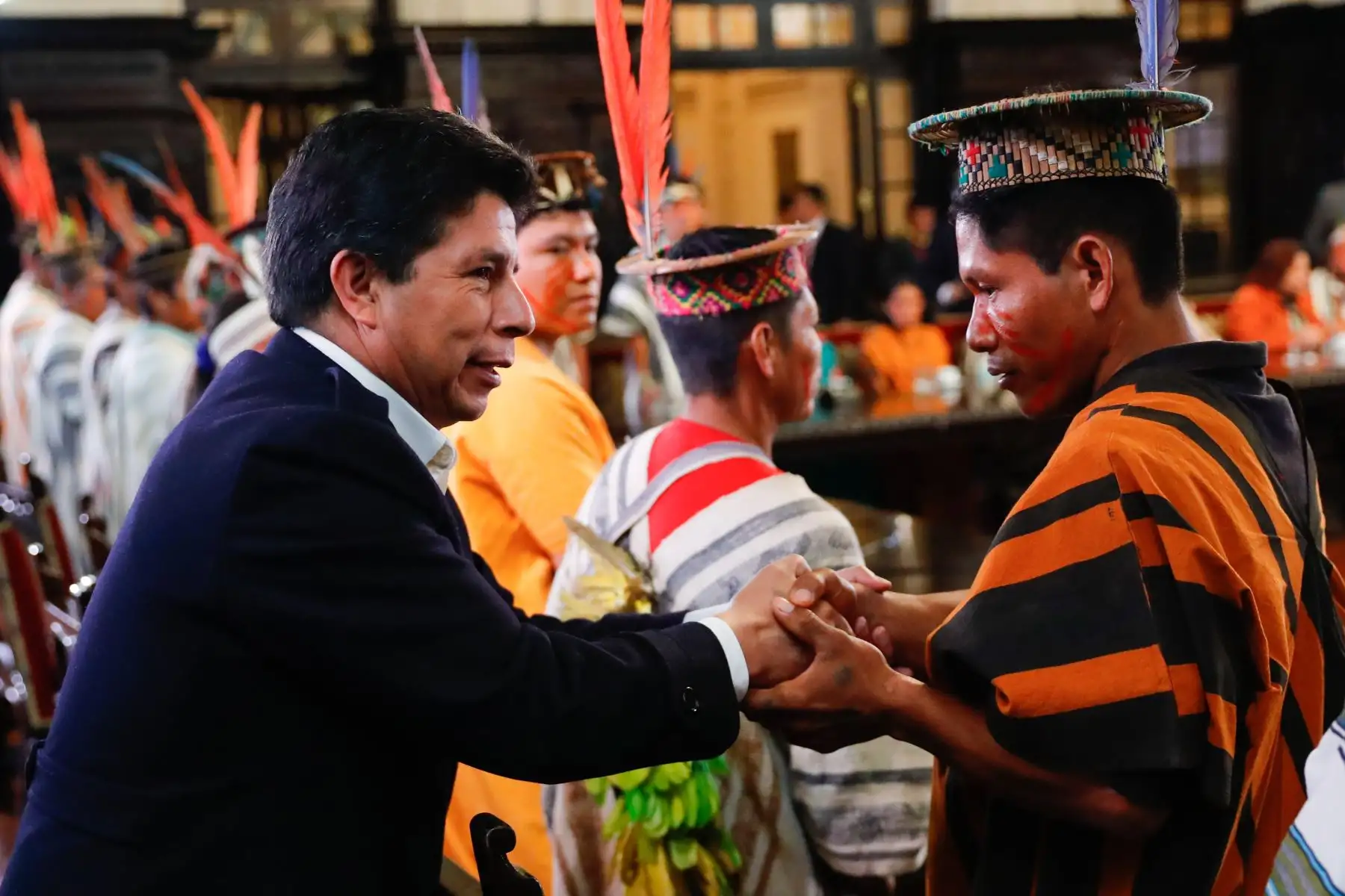 Presidente Pedro Castillo se reúne con dirigentes asháninkas en Palacio de Gobierno. Foto: ANDINA/ Prensa Presidencia