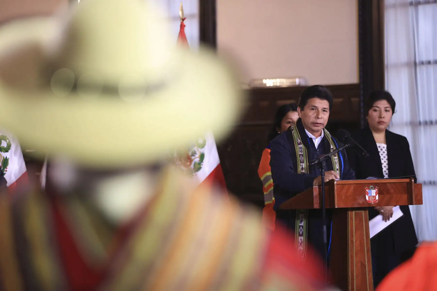Jefe de Estado, Pedro Castillo participa en la ceremonia de promulgación de la Autógrafa de Ley que declara a Manko Inka como precursor y héroe nacional de la lucha de los pueblos indígenas de América. Foto: ANDINA/Prensa Presidencia