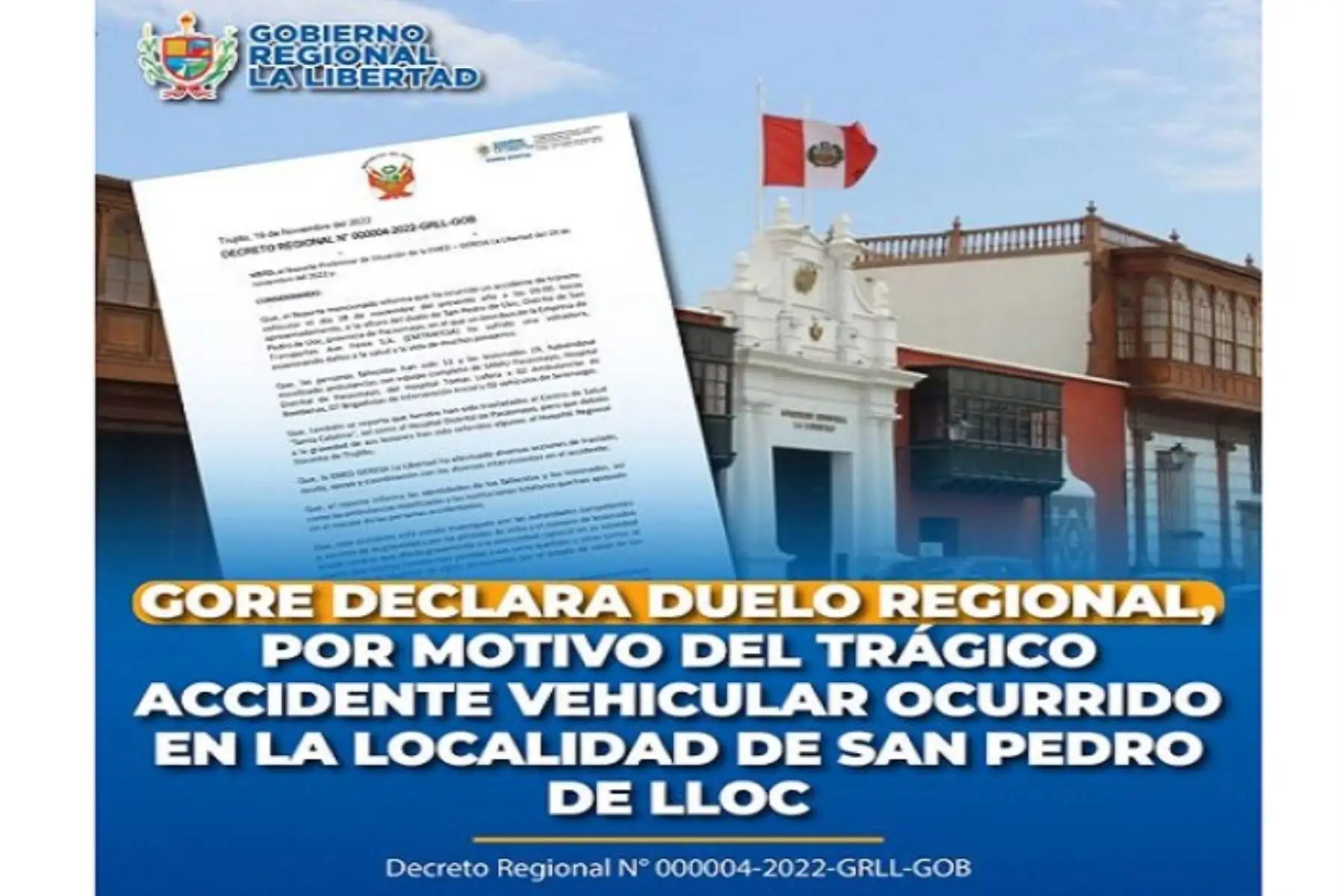 El duelo regional se cumplirá hoy y mañana, en solidaridad con el dolor de los deudos.