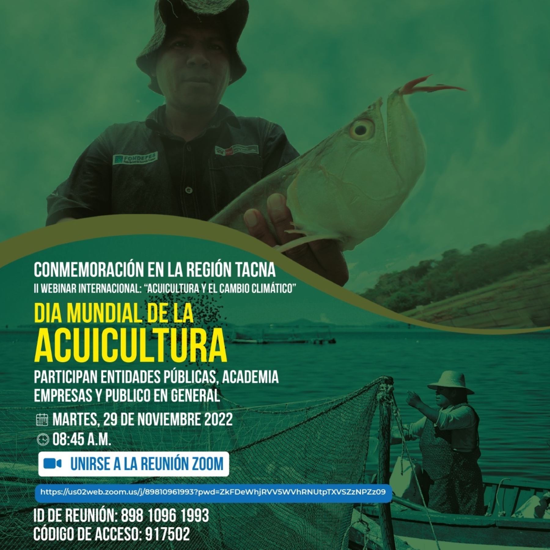 Tacna: realizarán webinar internacional por el Dia Mundial de la Acuicultura