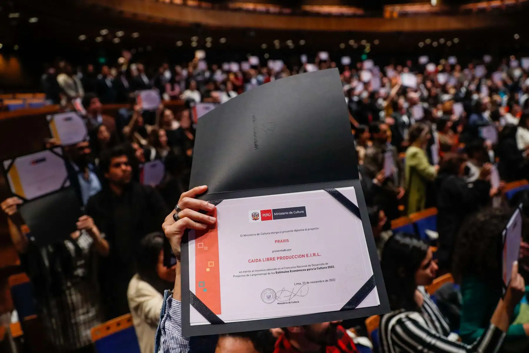 En el Gran Teatro Nacional el Ministerio de Cultura realizó ceremonia de premiación de los proyectos ganadores de estímulos económicos 2022 para las artes escénicas, artes visuales, música, libro y fomento de la lectura, cine y audiovisual. Foto: ANDINA/Carla Patiño