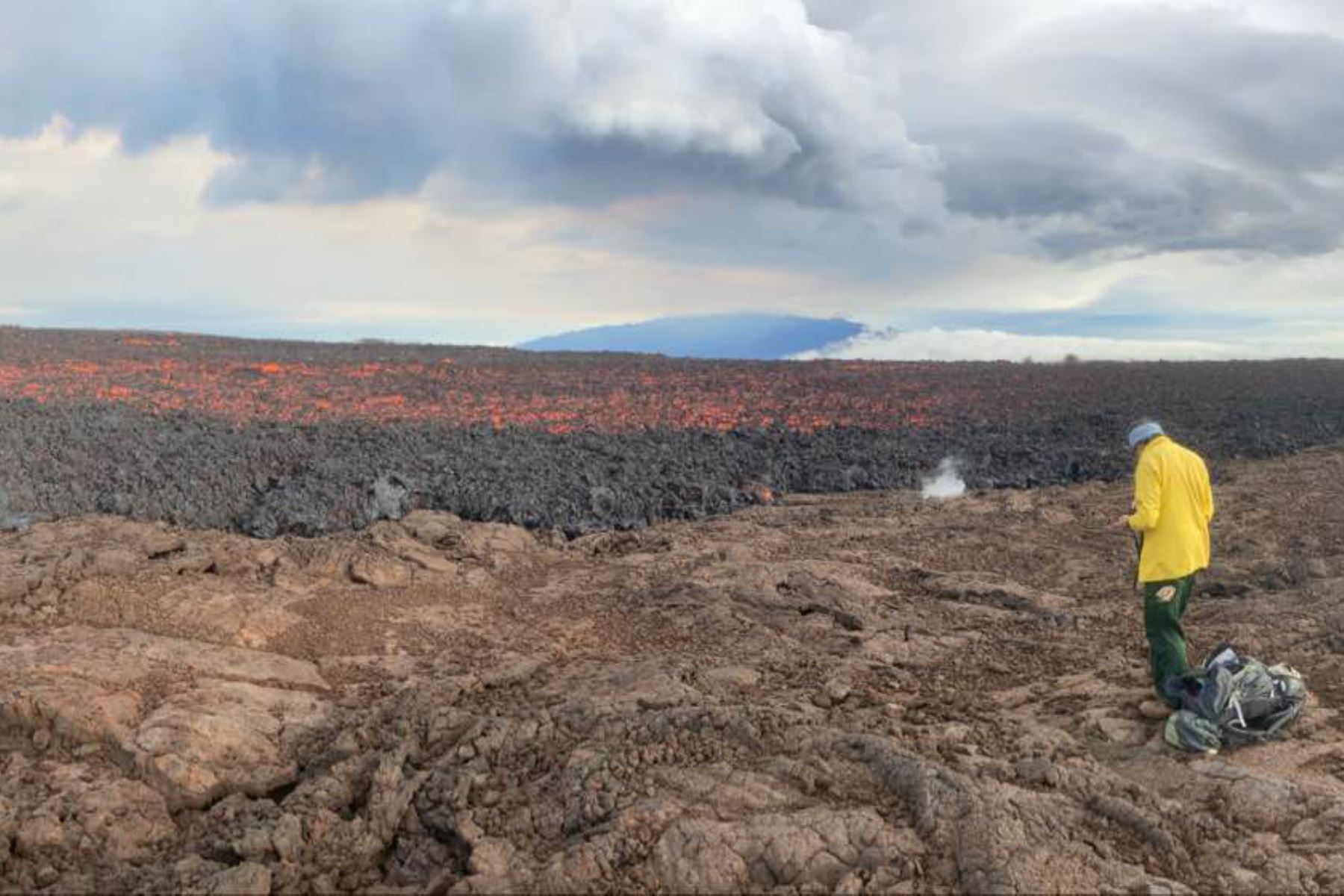 El volcán activo más grande del mundo, el Mauna Loa de Hawái, entró en erupción por primera vez en casi 40 años, informó el Servicio Geológico de Estados Unidos (USGS). La lava comenzó a fluir a la medianoche del domingo en la cumbre del Mauna Loa, uno de los cinco volcanes del Parque Nacional de los Volcanes de Hawái. Foto: Difusión/USGS