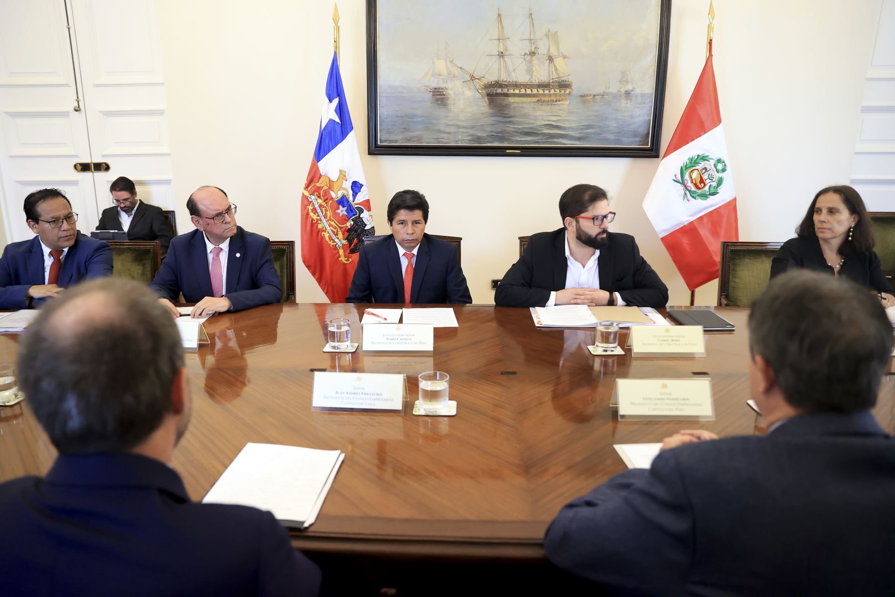 Presidente Pedro Castillo Terrones se reúne con representantes del Consejo Empresarial Perú-Chile.

Foto:ANDINA/Presidencia