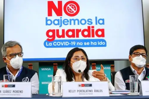 Ministra de Salud, Kelly Portalatino, encabeza conferencia de prensa. Foto: ANDINA/Difusión.