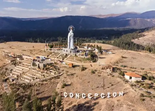 Impresionante vista panorámica de la Virgen Inmaculada de la ciudad de Concepción, región Junín. Este pueblo celebra hoy la fiesta en honor de su Patrona. Foto: Braian Reyna