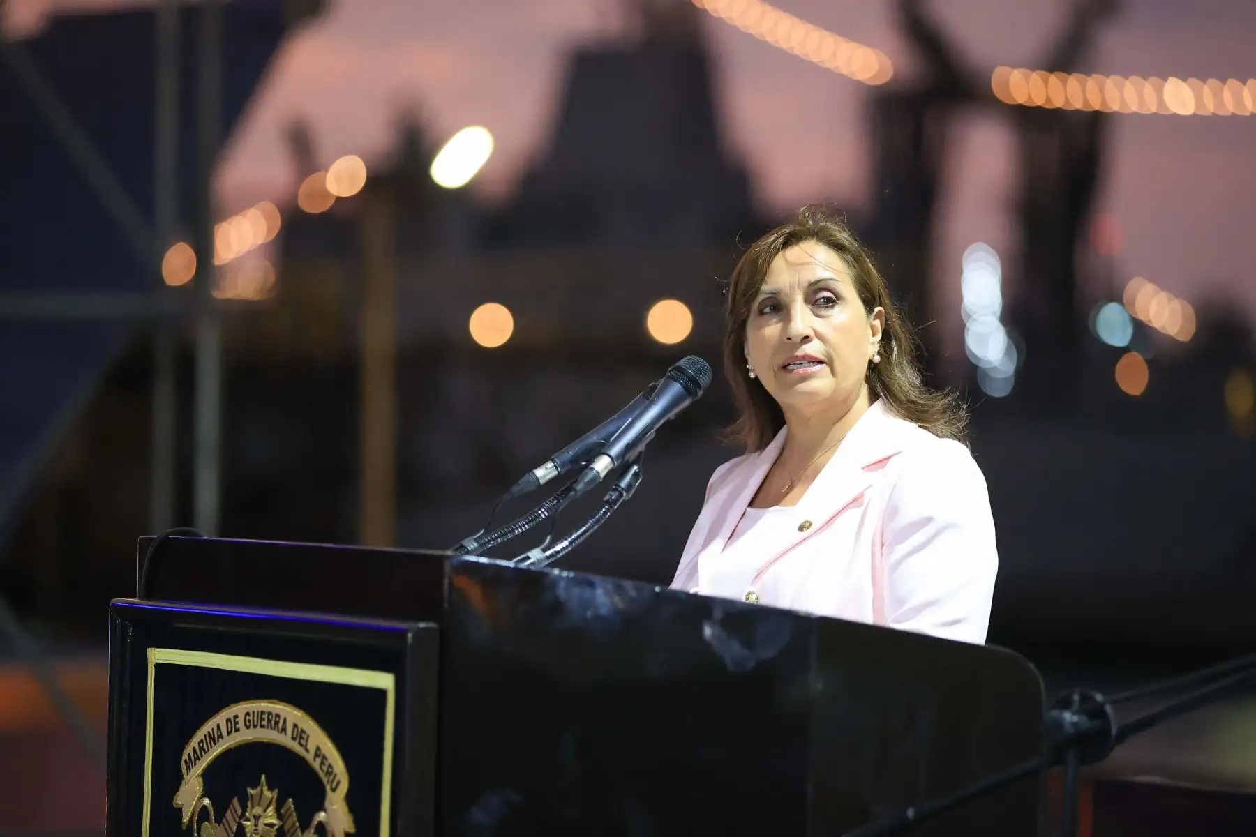 Presidenta de la República, Dina Boluarte, lidera ceremonia de bautizo y botadura del Buque multipropósito B.A.P. Paita. Foto: ANDINA/Prensa Presidencia