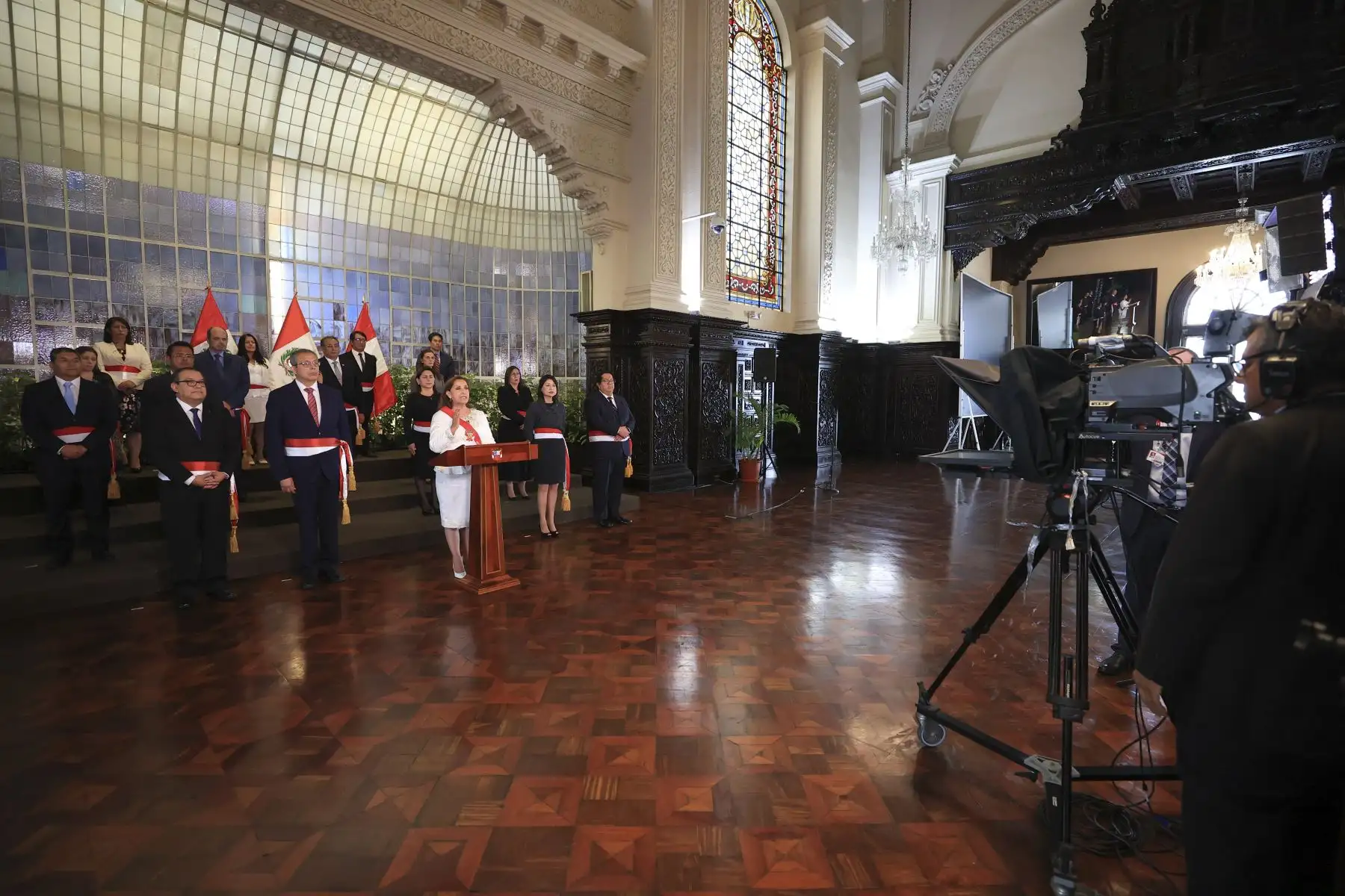 Presidenta Dina Boluarte dirige su primer mensaje a la Nación acompañada de su gabinete. Foto: ANDINA/Presidencia Perú