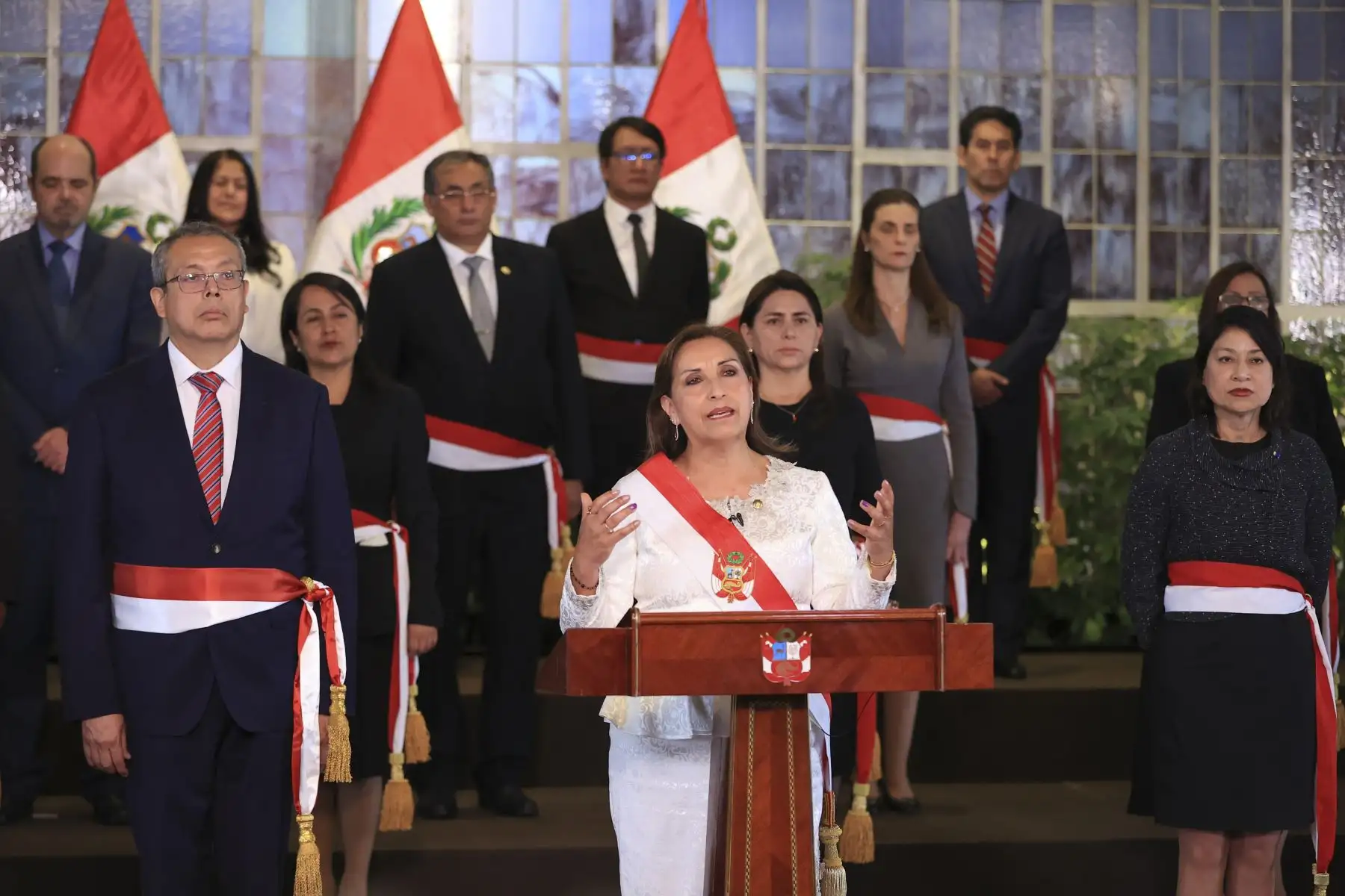 Presidenta Dina Boluarte dirige su primer mensaje a la Nación acompañada de su gabinete. Foto: ANDINA/Presidencia Perú