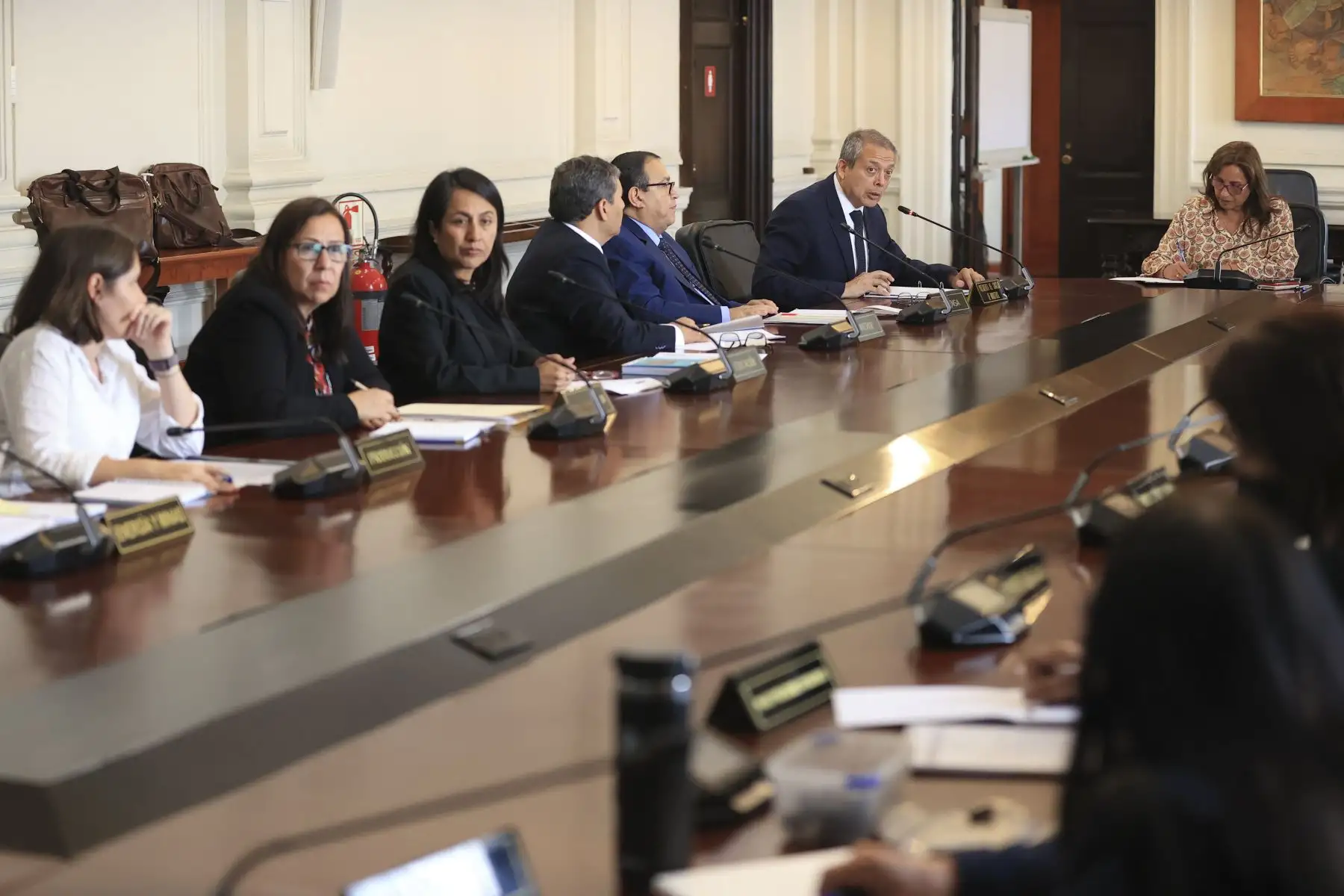 La presidenta, Dina Boluarte, lideró la sesión del día de hoy del Consejo de Ministros que se lleva a cabo en Palacio de Gobierno. 
Foto: ANDINA/Prensa Presidencia