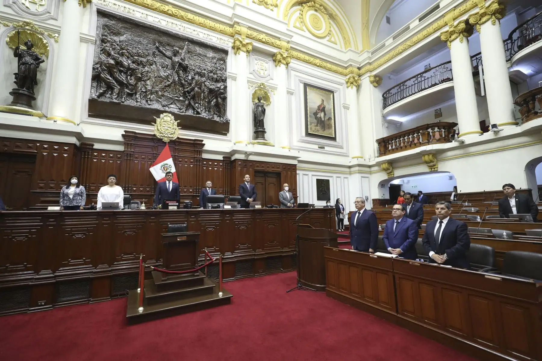 Presentación del presidente del Consejo de Ministros Pedro Miguel Angulo, ante el pleno del Congreso de la República.  

Foto: ANDINA/Congreso de la República.