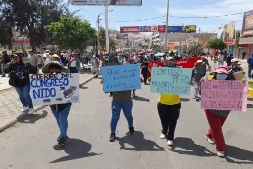 Personal militar y policial garantizó orden durante marcha de pobladores tacneños