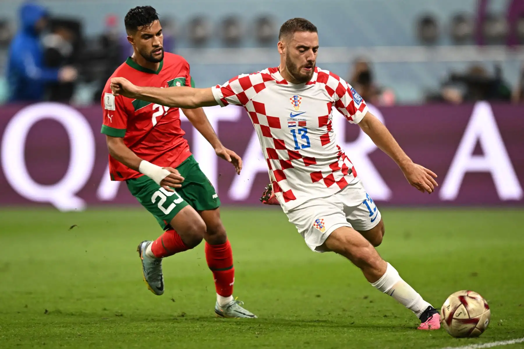 Durante el partido de fútbol por el tercer puesto de la Copa Mundial de Qatar 2022 entre Croacia y Marruecos en el Estadio Internacional Khalifa en Doha. Foto: AFP
