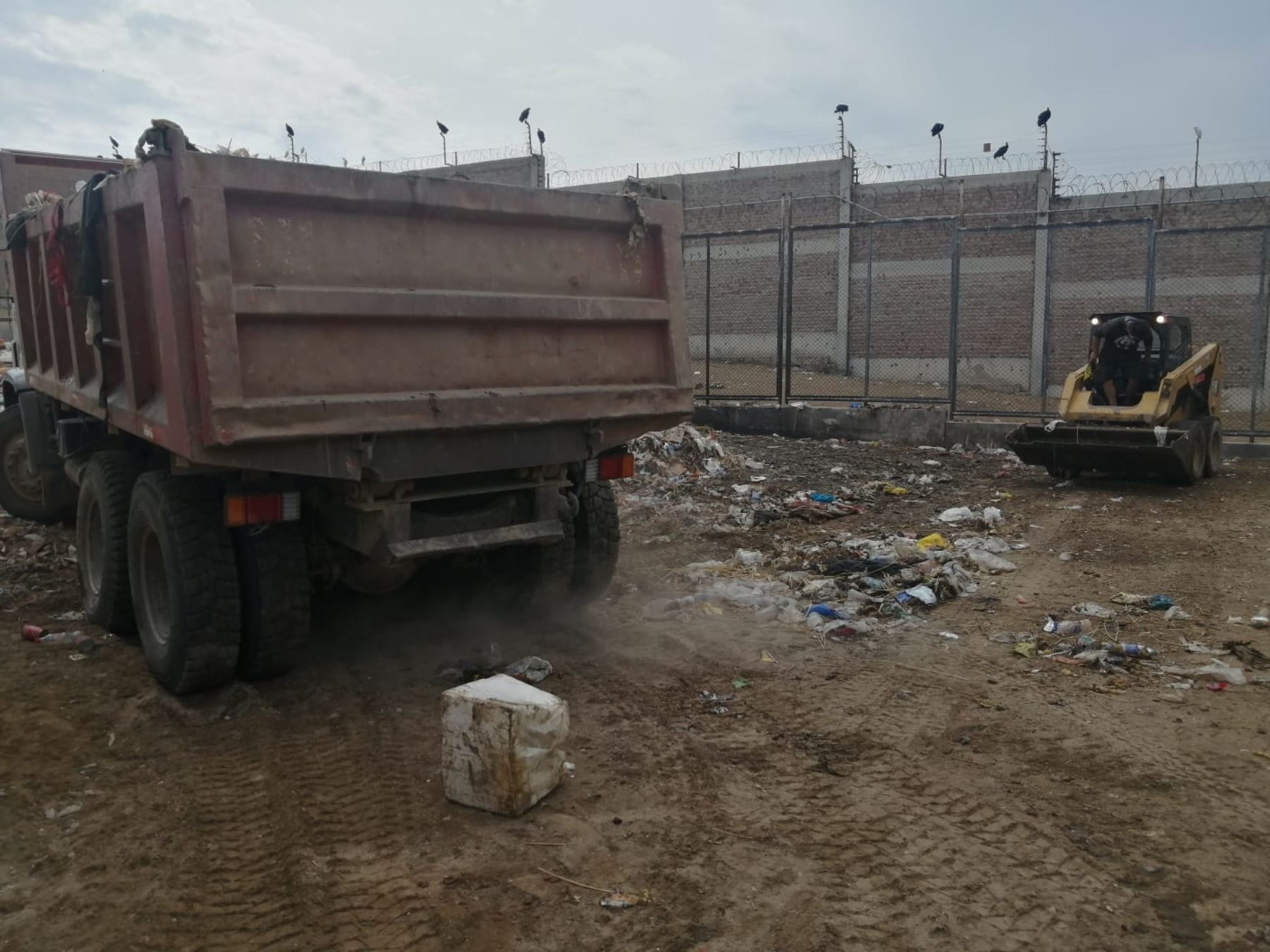 Con apoyo de maquinaria del Gobierno Regional de Lambayeque, se retiraron 64 toneladas de residuos sólidos del penal de Picsi. ANDINA/Difusión