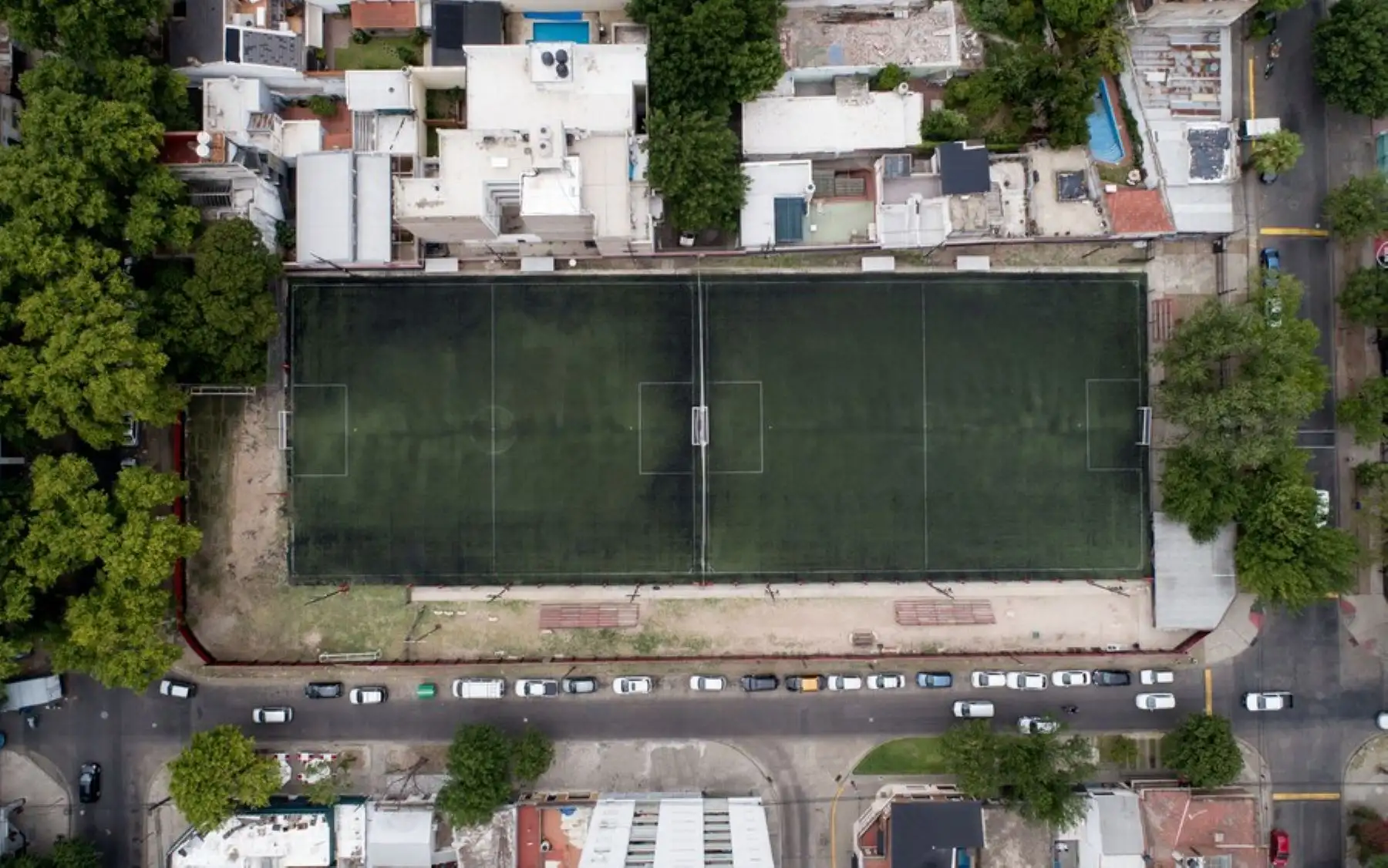 Una de las canchas de la escuela de fútbol infantil Malvinas Argentinas del Newell