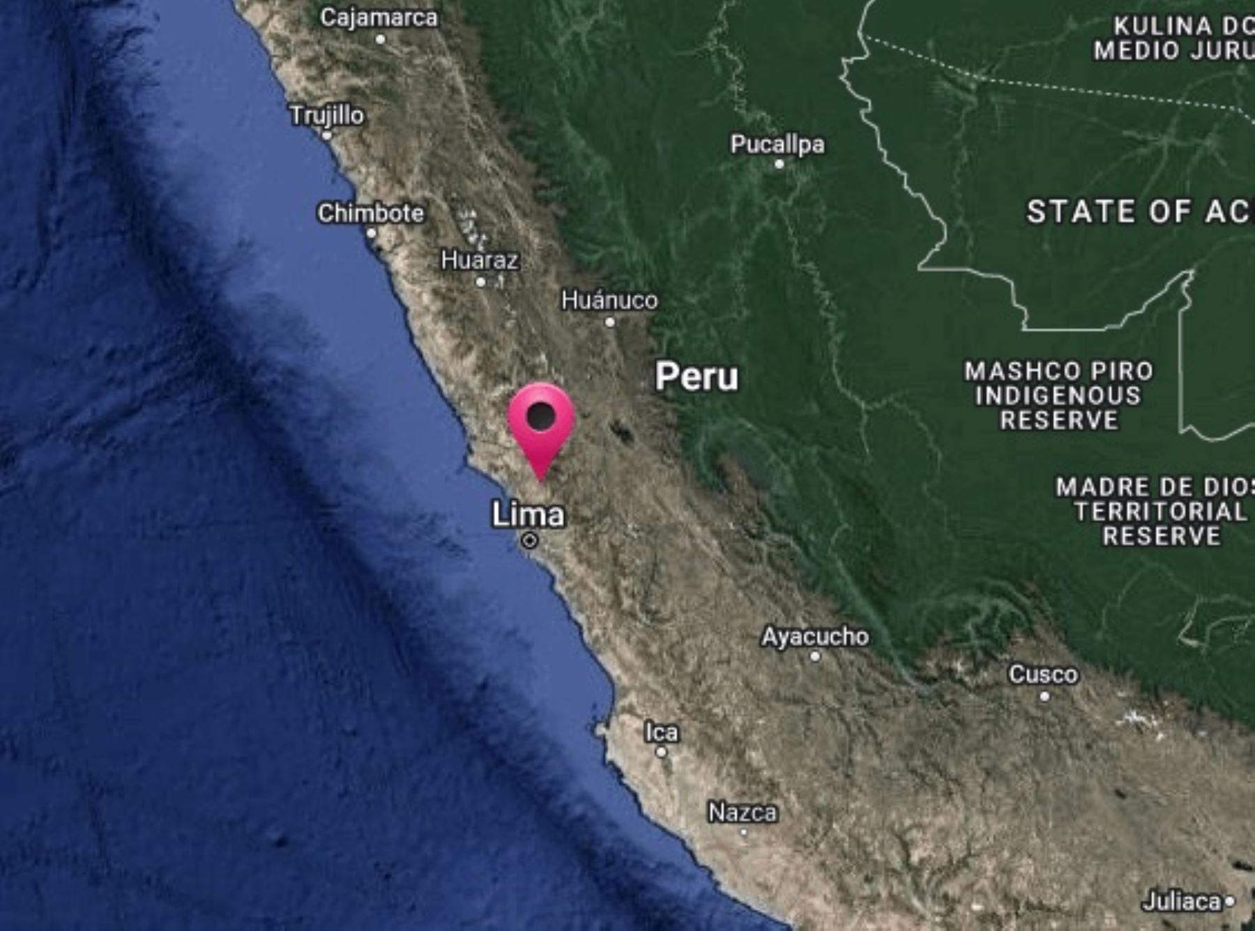 Epicentro del sismo se localizó en la localidad de Yangas, en la provincia de Canta, en la sierra de Lima.