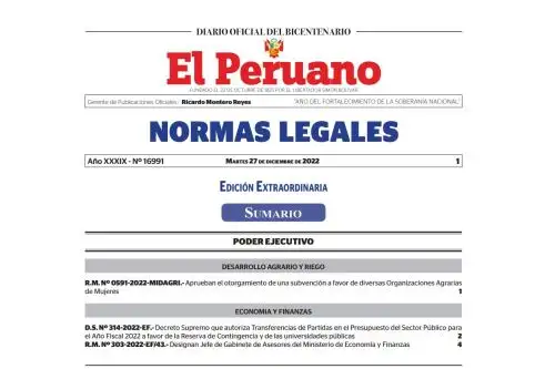 Edición extraordinaria del Diario Oficial El Peruano.