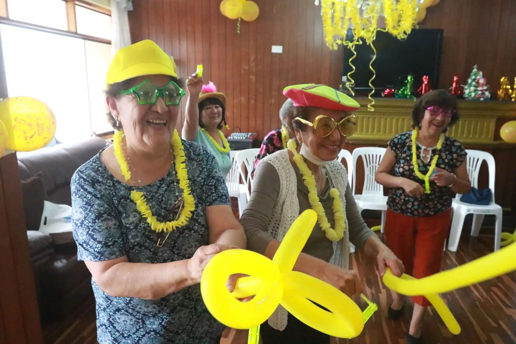 Anticipándose a las celebraciones para recibir el nuevo año 2023, integrantes del Centro del Adulto Mayor de EsSalud, realizarón una acogedora jarana criolla saludable, demostrando sus destrezas en el canto, baile, manejo de instrumentos musicales y otras habilidades que desarrollan en los talleres presenciales y virtuales. Foto: ANDINA/Héctor Vinces