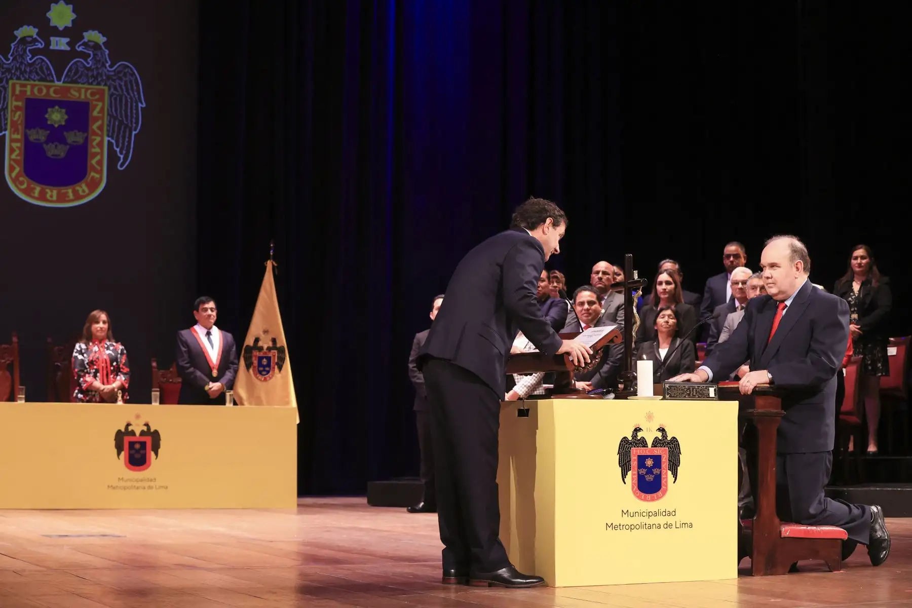 Presidenta Dina Boluarte participó en la ceremonia de juramentación e instalación del Concejo Metropolitano de Lima donde Rafael López Aliaga juró como el nuevo alcalde de Lima Metropolitana para el periodo 2023-2026. Foto: ANDINA/Presidencia Perú