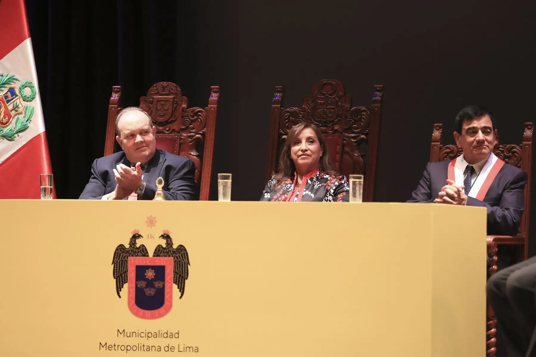 Presidenta Dina Boluarte participó en la ceremonia de juramentación e instalación del Concejo Metropolitano de Lima donde Rafael López Aliaga juró como el nuevo alcalde de Lima Metropolitana para el periodo 2023-2026. Foto: ANDINA/Presidencia Perú