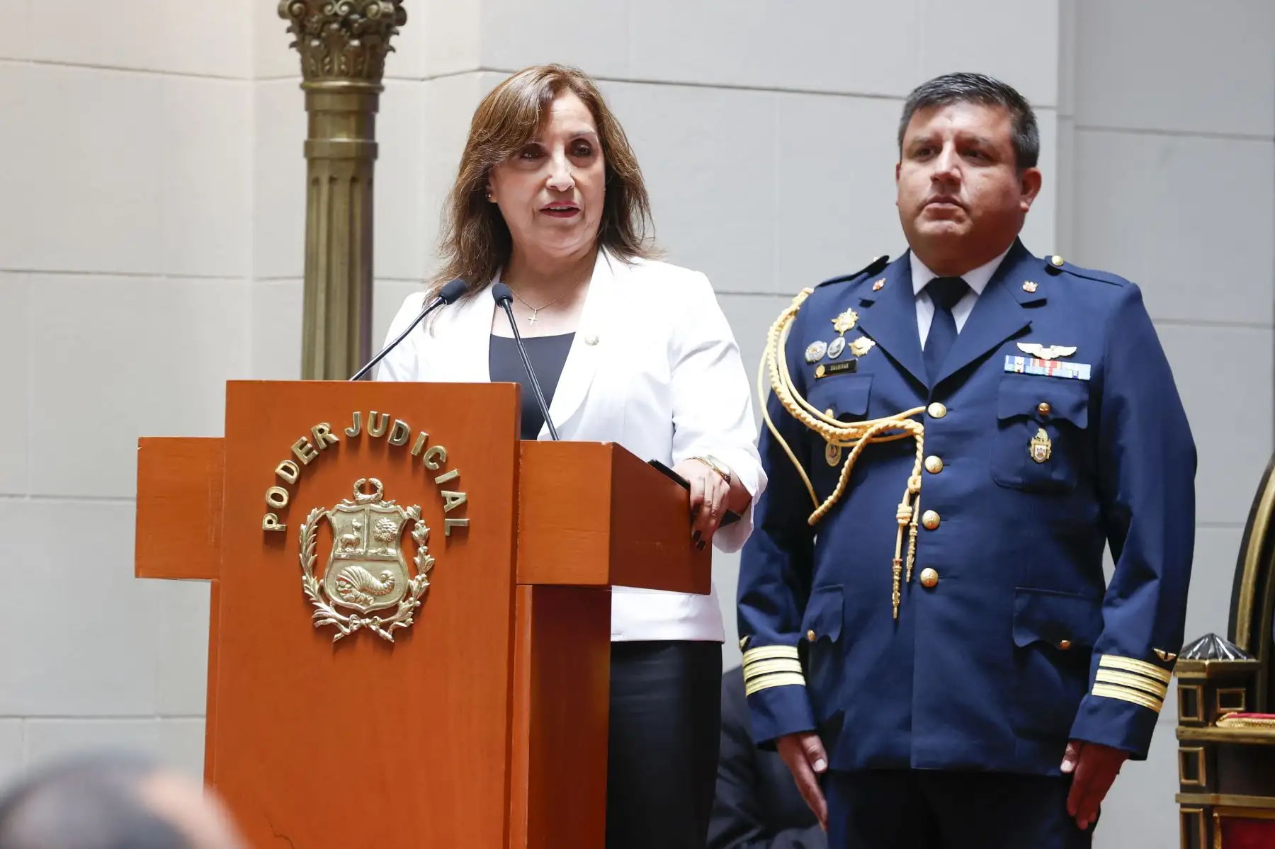 Presidenta de la República, Dina Boluarte, participó en la apertura del año judicial 2023 y asunción del señor Javier Arévalo Vela como presidente de la Corte Suprema de Justicia de la República y del Poder Judicial para el periodo 2023 – 2024. Foto: ANDINA/Prensa Presidencia