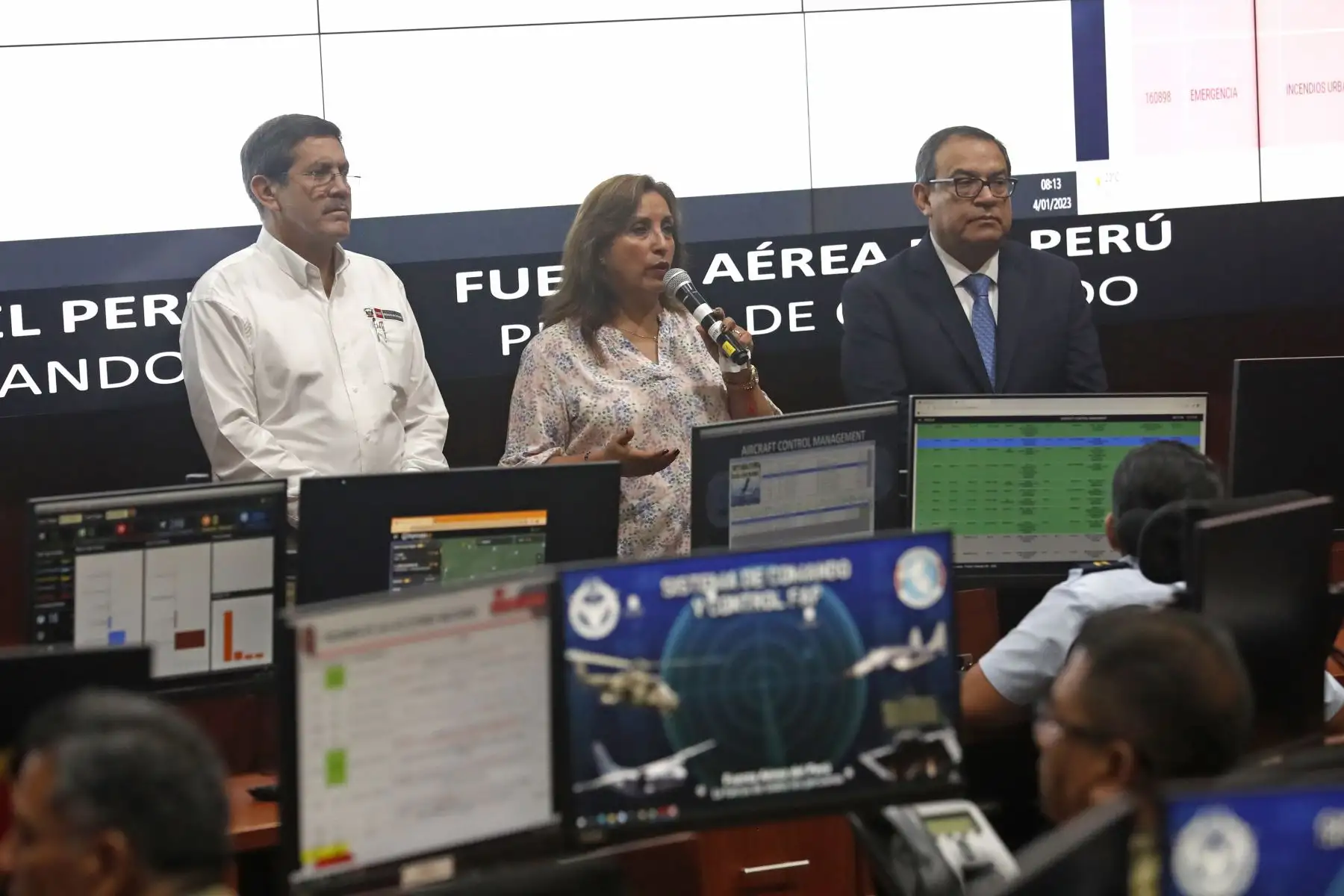 Presidenta Dina Boluarte participa en la instalación del Centro de Monitoreo y Control de Crisis. Foto: ANDINA/ Carla Patiño