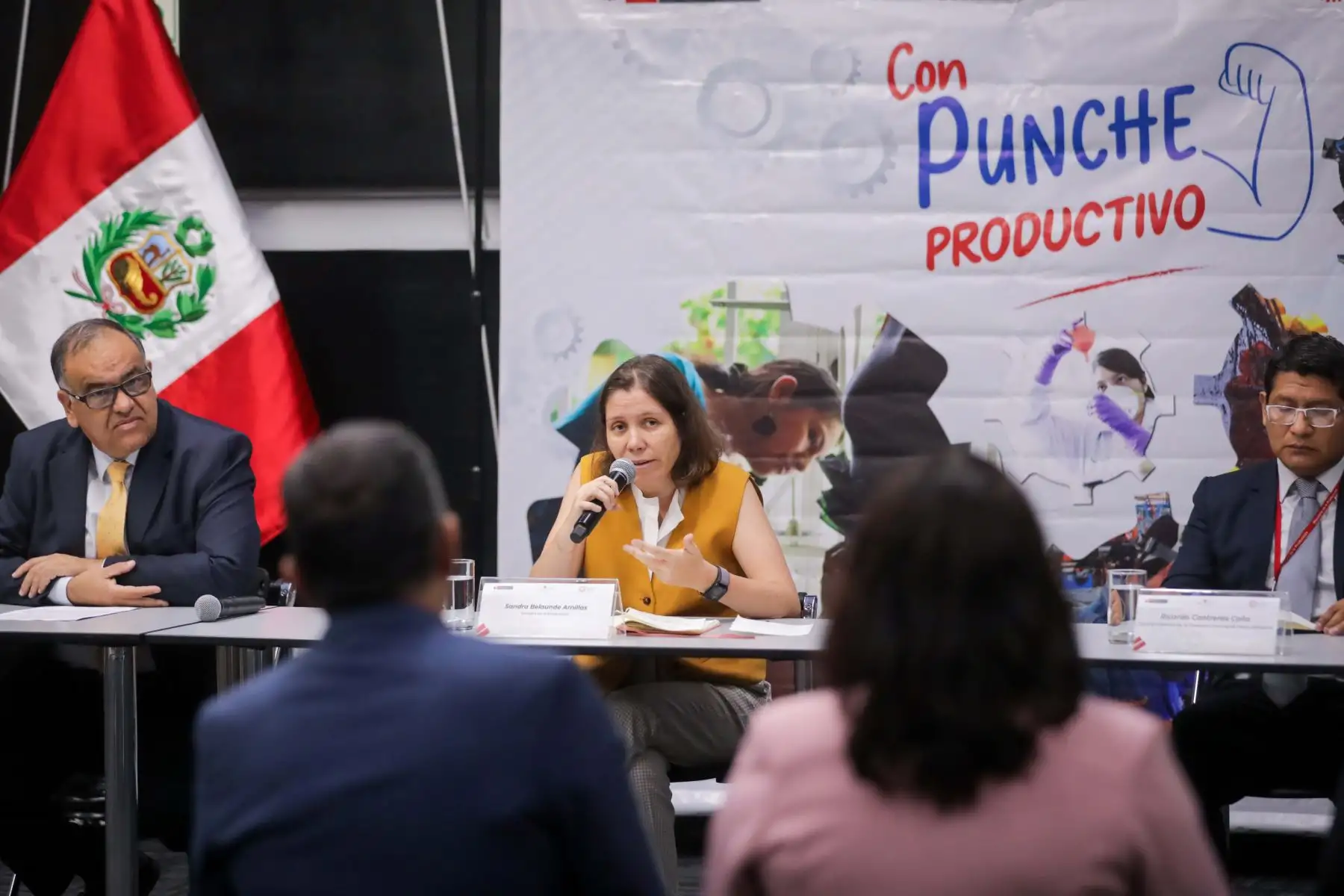La ministra de la Producción, Sandra Belaunde, lanzó "Con Punche Productivo", paquete de medidas para impulsar la reactivación económica sostenible de los sectores productivos afectados por la emergencia sanitaria, así como la crisis económica y social que atraviesa el país. Foto: Ministerio de la Producción