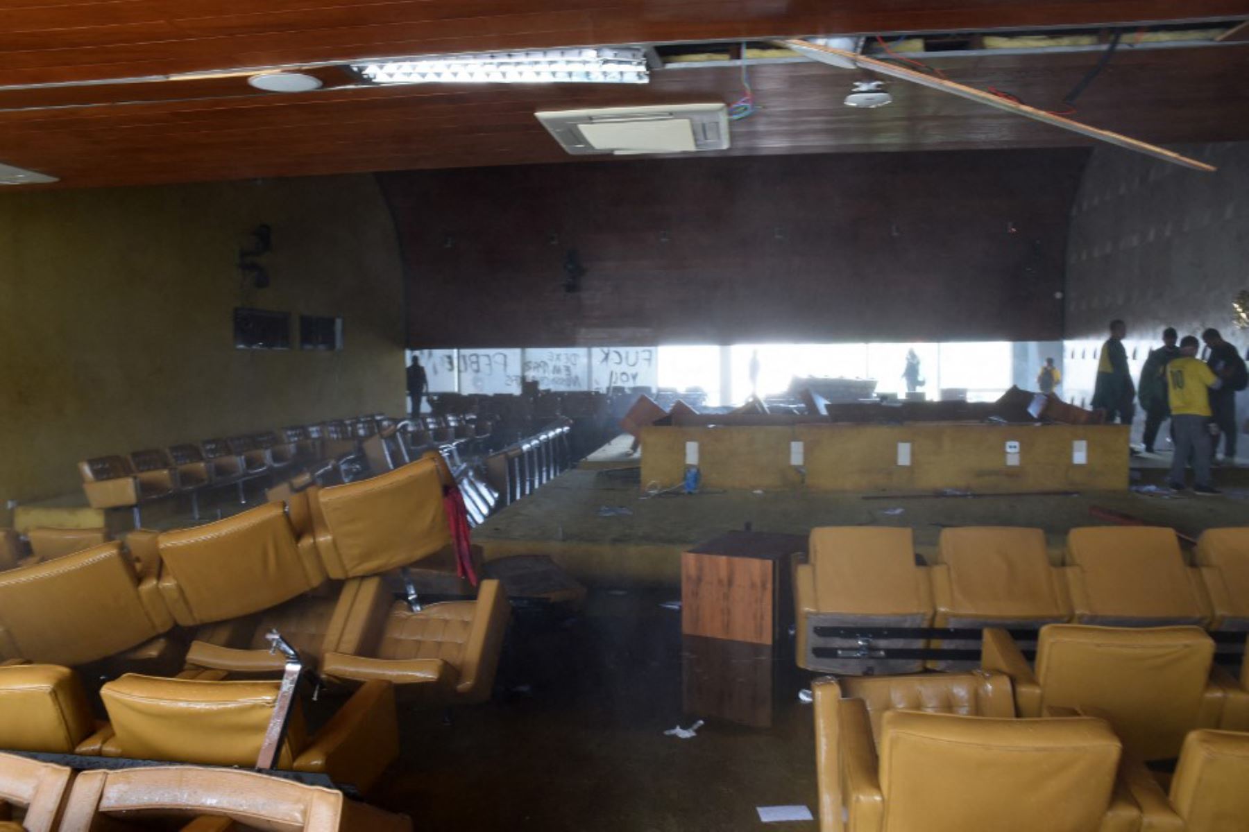 Oficinas destruidas del Palacio Presidencial de Planalto. Foto: AFP