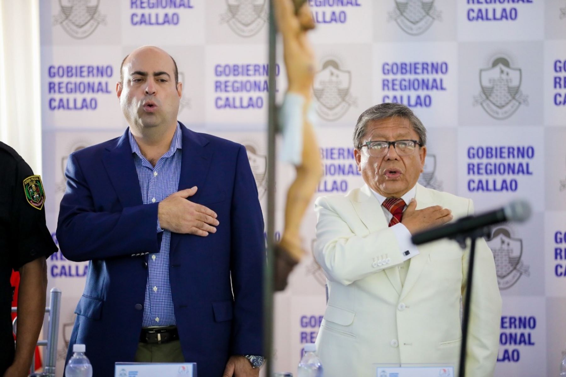 El gobernador regional Ciro Castillo Rojo luego de jurar como presidente del Comité Regional de Seguridad Ciudadana del Callao (Coresec) en la fortaleza Real Felipe.