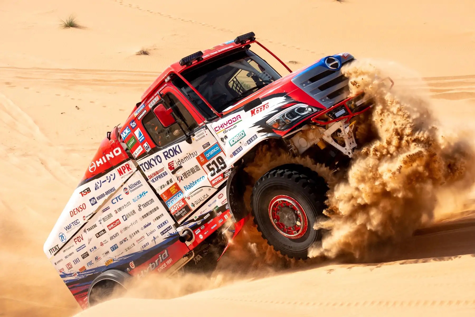 El piloto japonés Teruhito Sugawara, en acción durante la 13ª etapa del Rally Dakar 2023 desde Shaybah hasta Al-Hofuf, Arabia Saudí. Foto: EFE