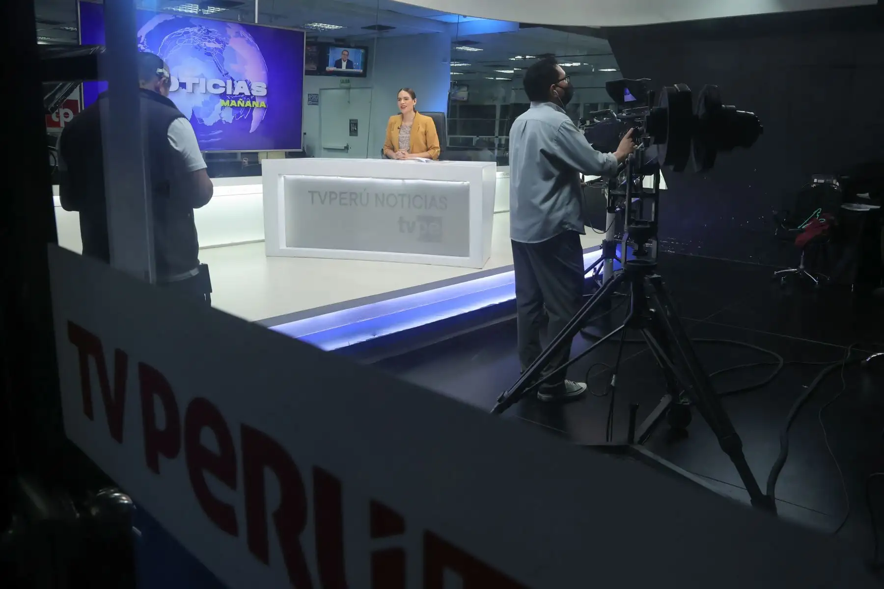 La periodista y conductora Carla Mendoza en el noticiero de Tv Perú.
Foto: ANDINA/Andrés Valle
